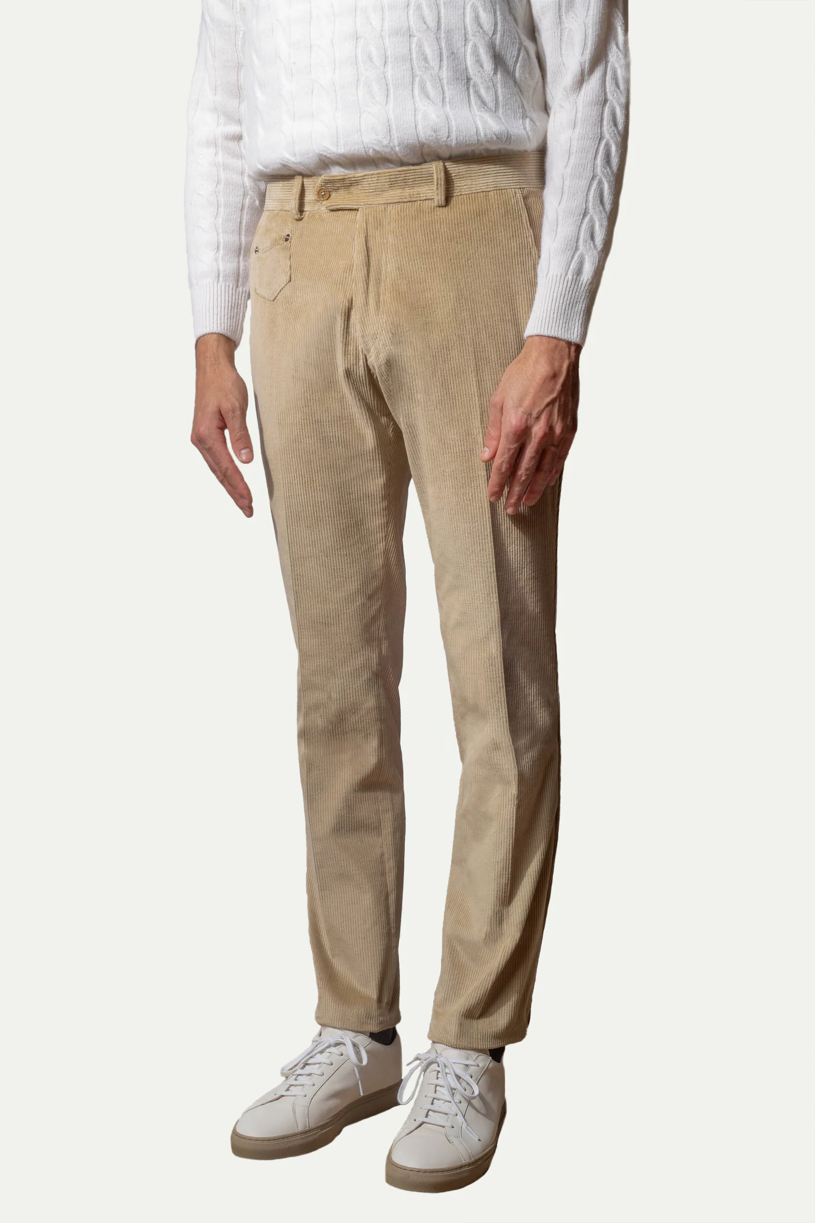 Beige corduroy Sirmione trousers - Made in Italy - Image 4