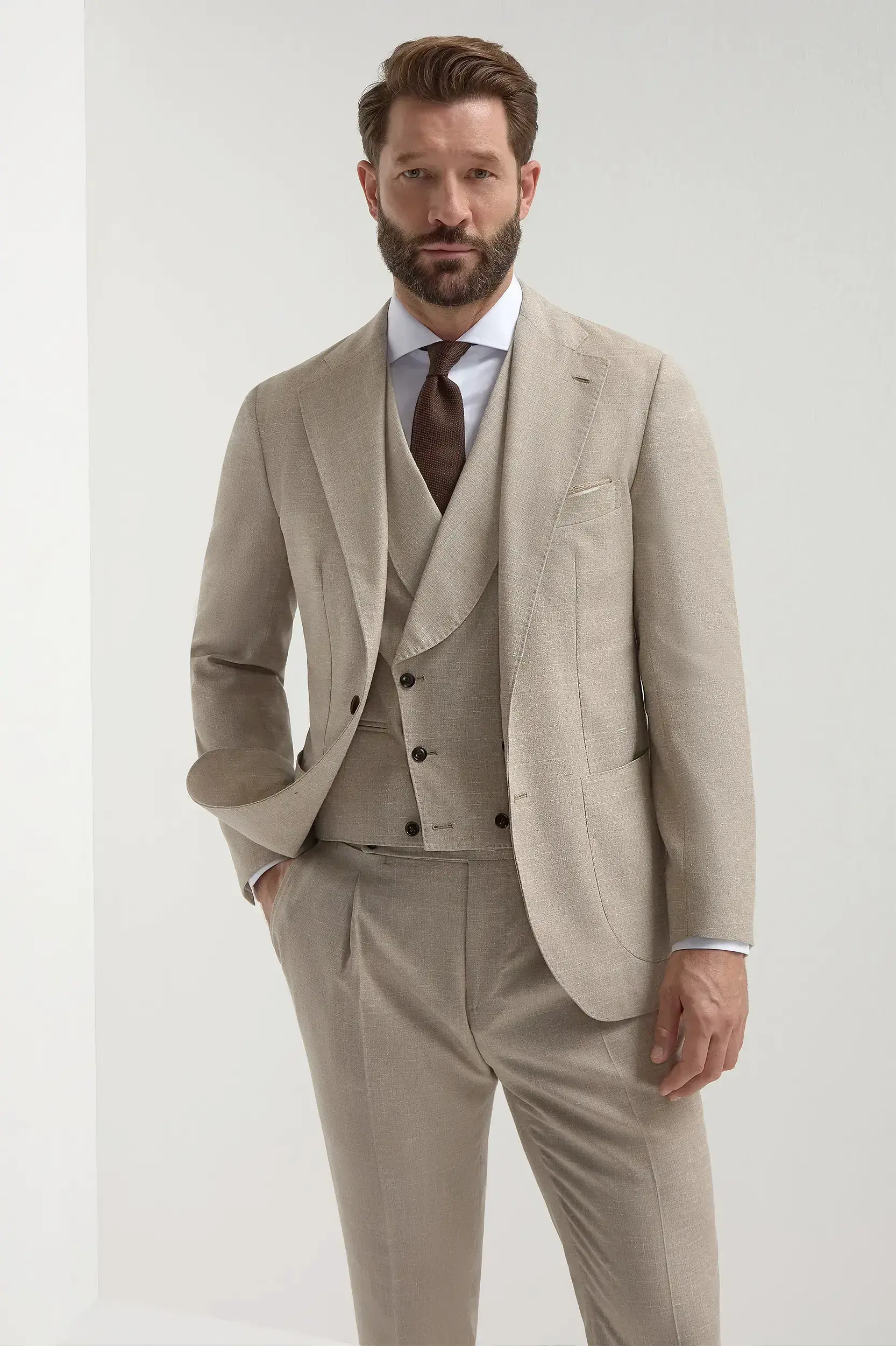 Beige double breasted waistcoat - Made in Italy - Image 3