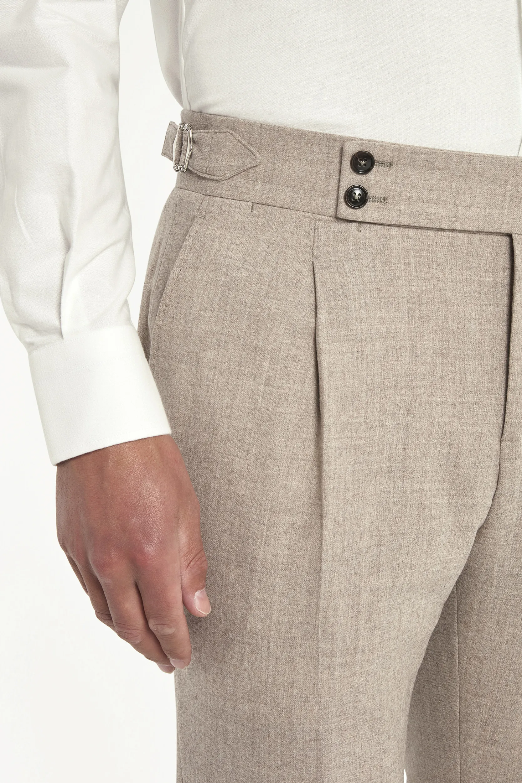 Beige flannel Soragna trousers - Made in Italy - Image 4