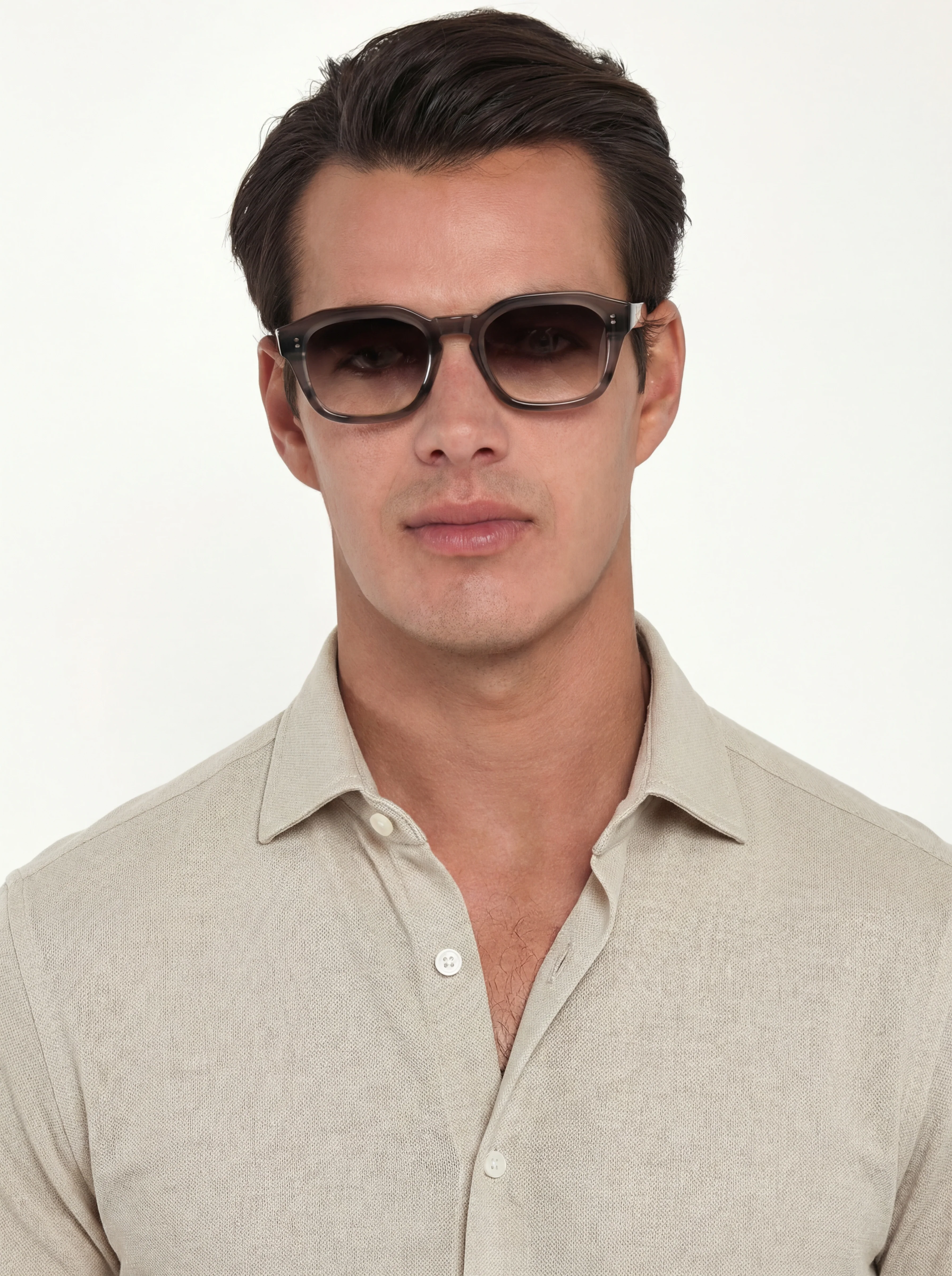 Beige jersey merino shirt - Made in Italy - Image 2