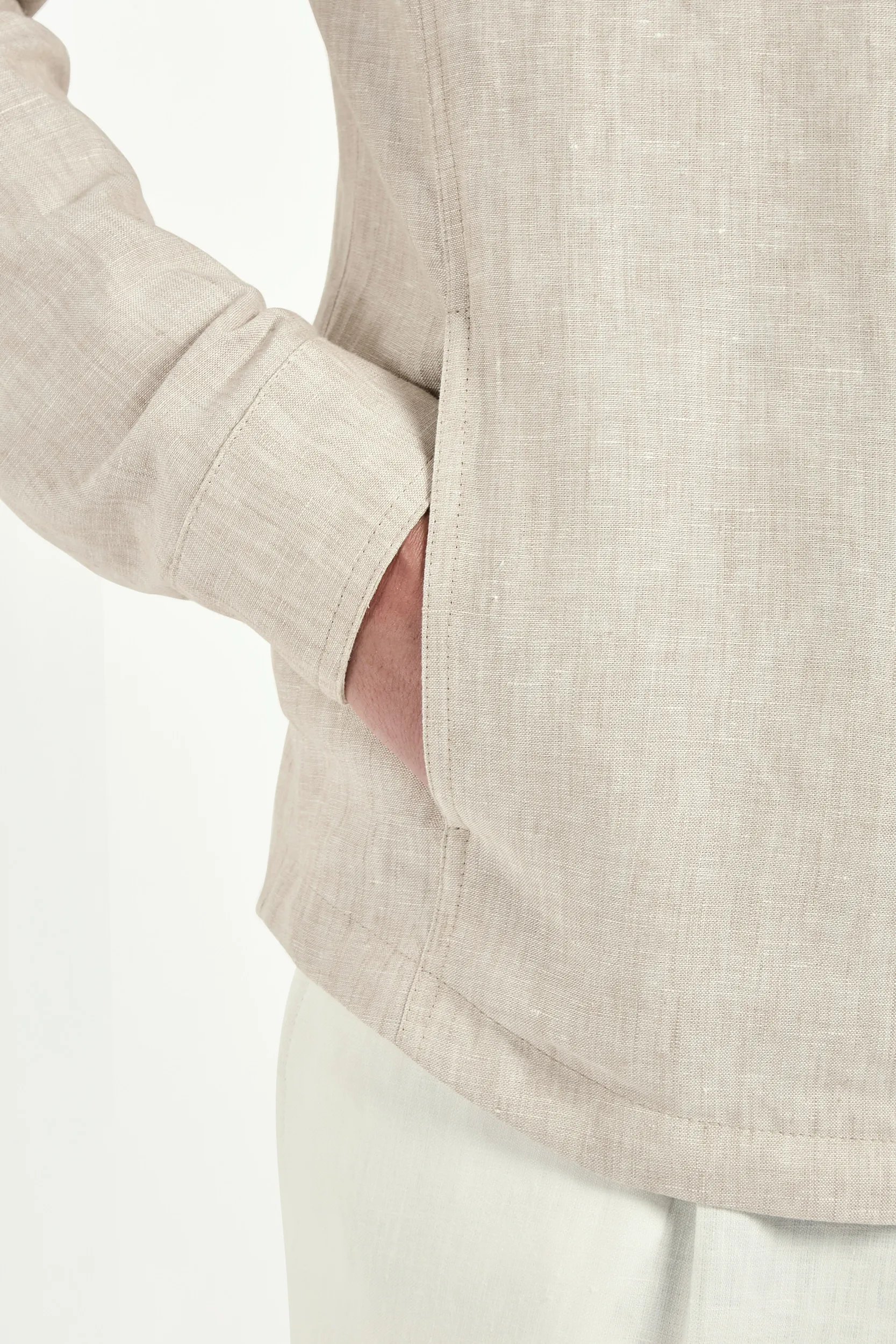Beige linen overshirt - Made in Italy - Image 4