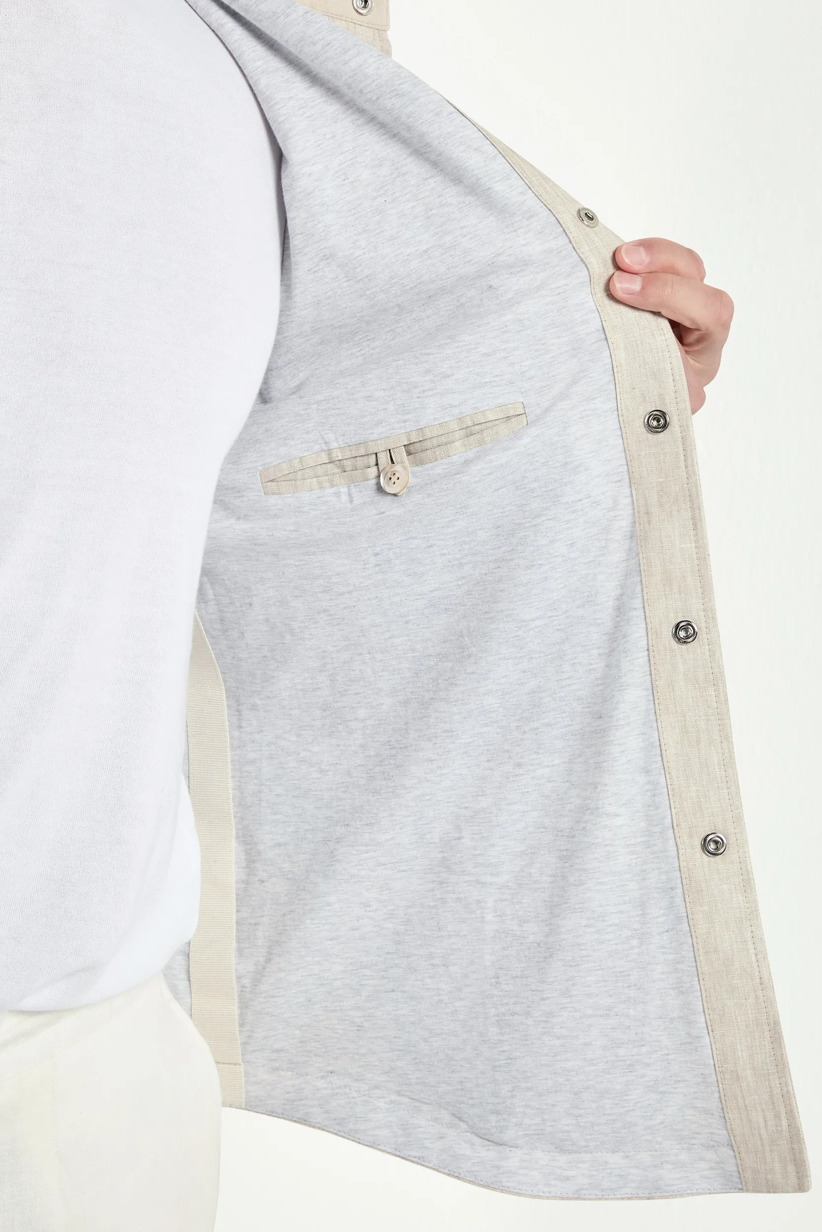 Beige linen overshirt - Made in Italy - Image 5