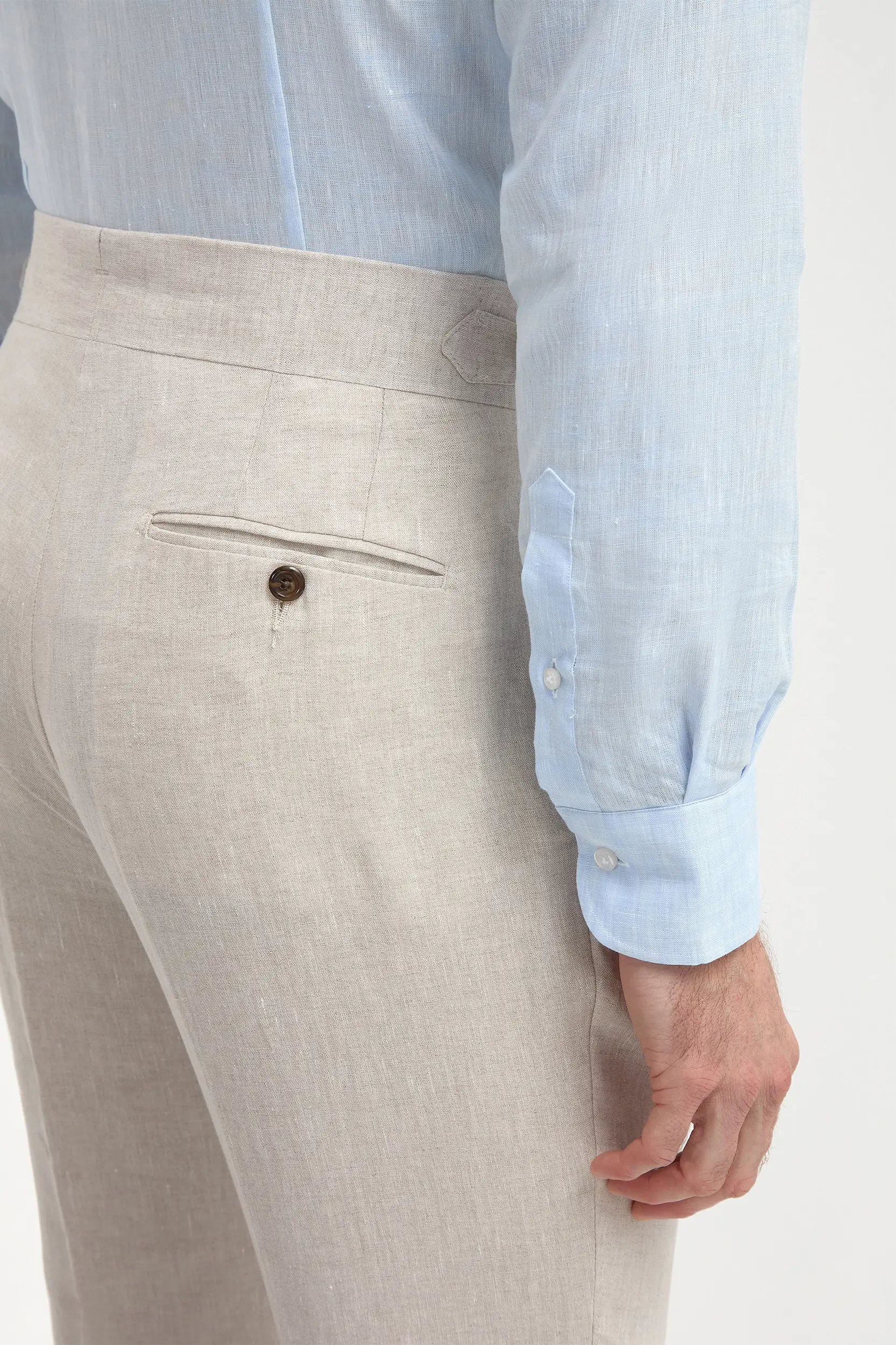Beige linen Soragna trousers  - Made in Italy - Image 3