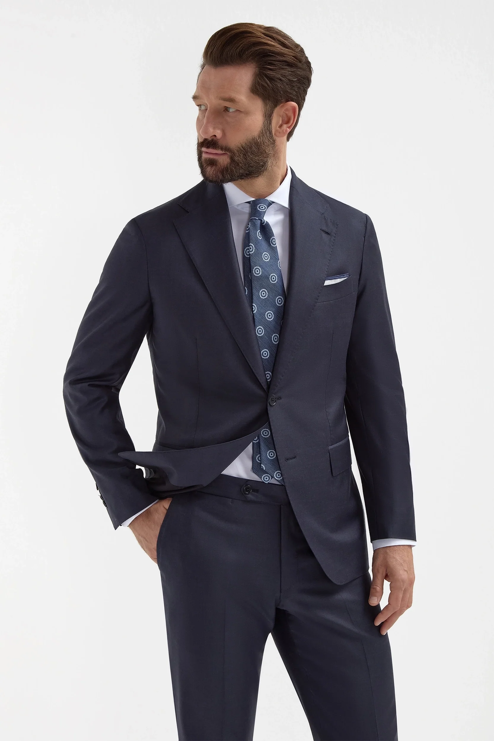 Blue Avio Full Canvas Suit - Made in Italy - Image 4