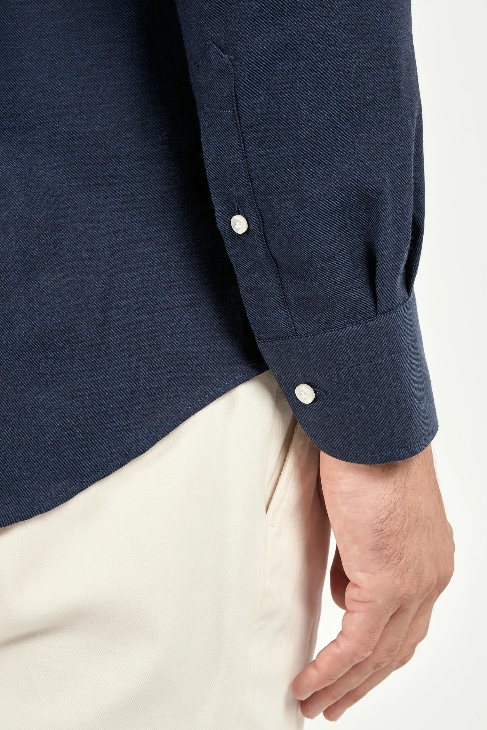Blue cashmere and cotton shirt - Made in Italy - Image 3
