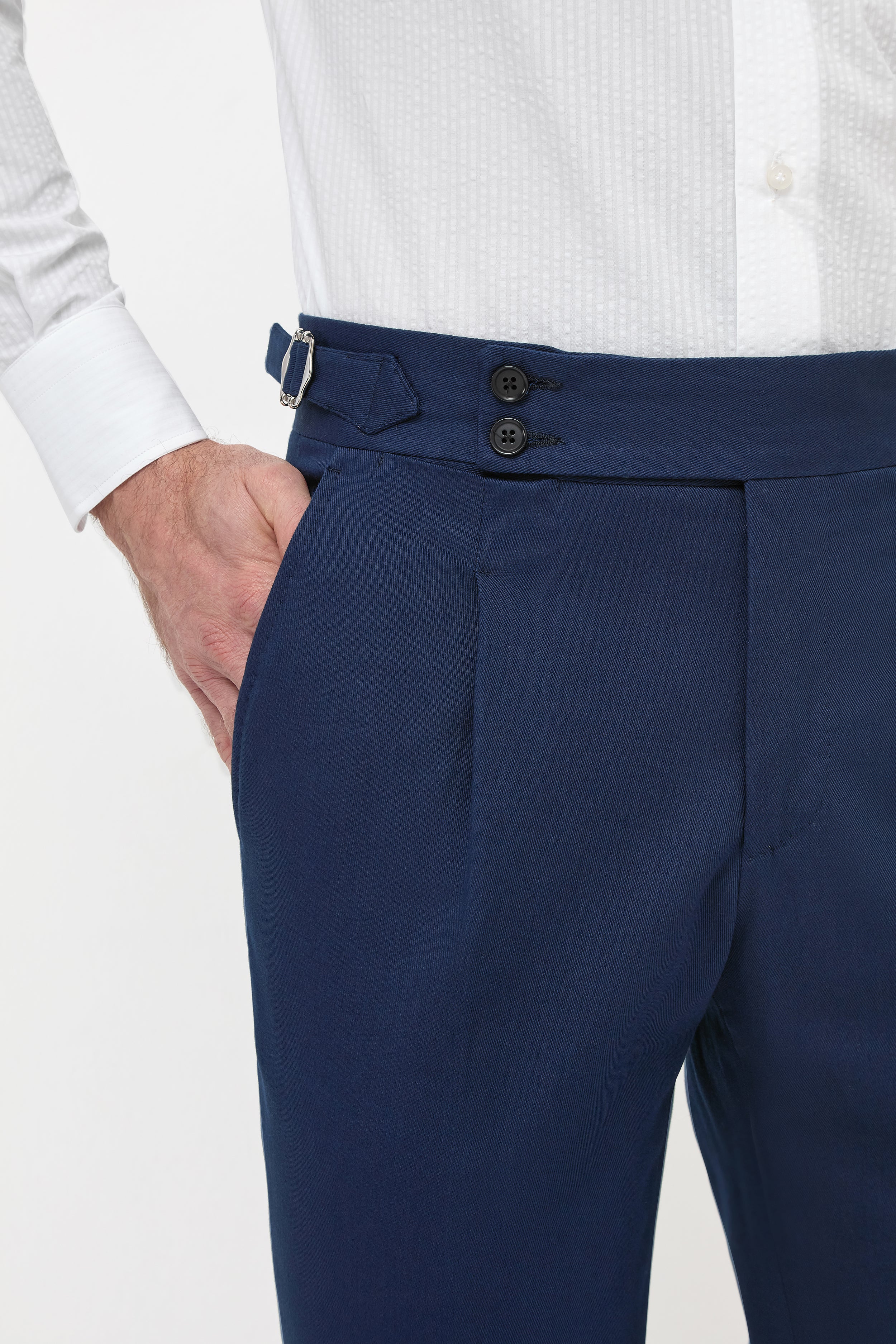 Blue cotton Soragna trousers - Made in Italy - Image 3