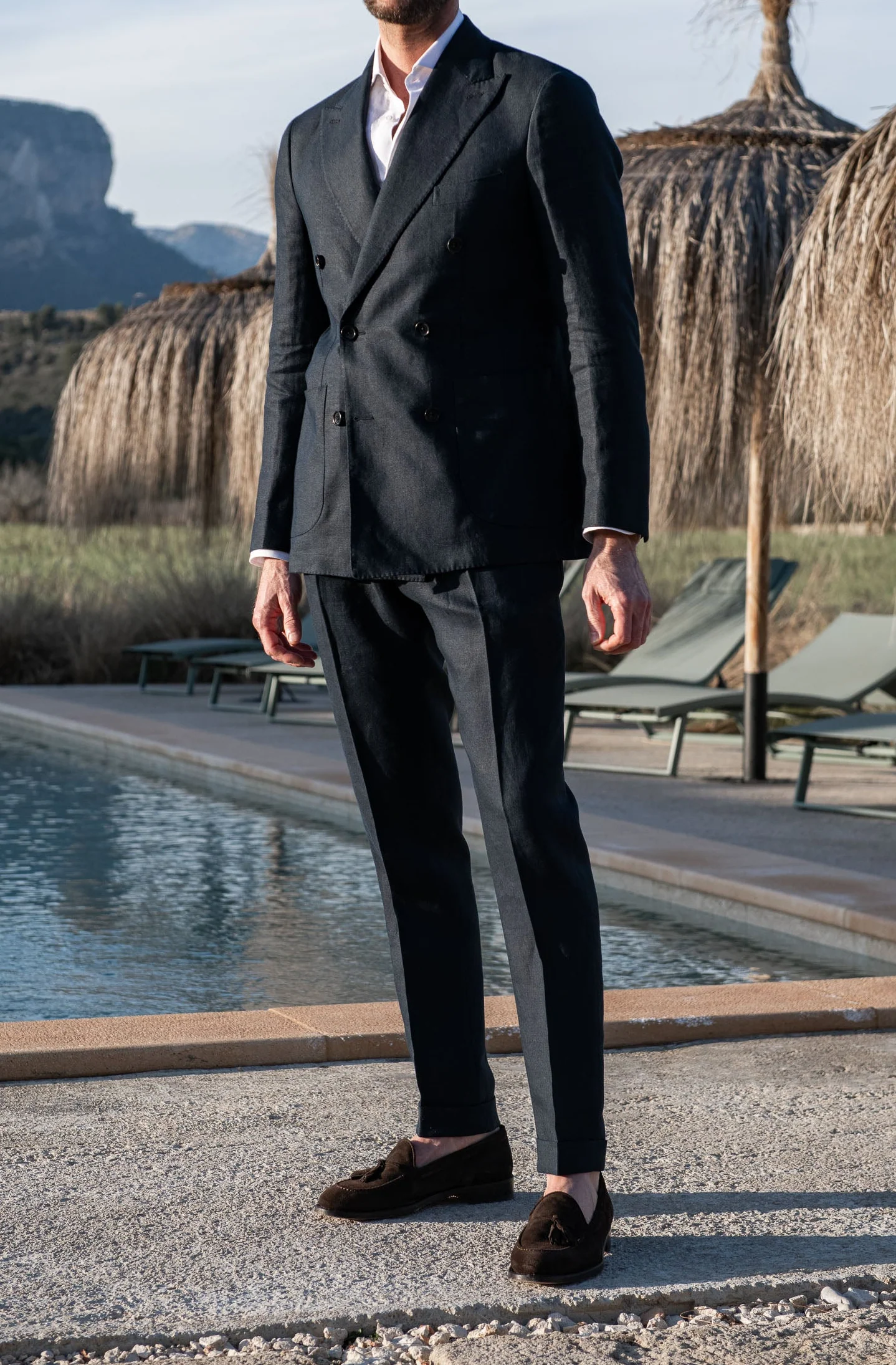 Navy double breasted linen jacket - Made in Italy - Image 5