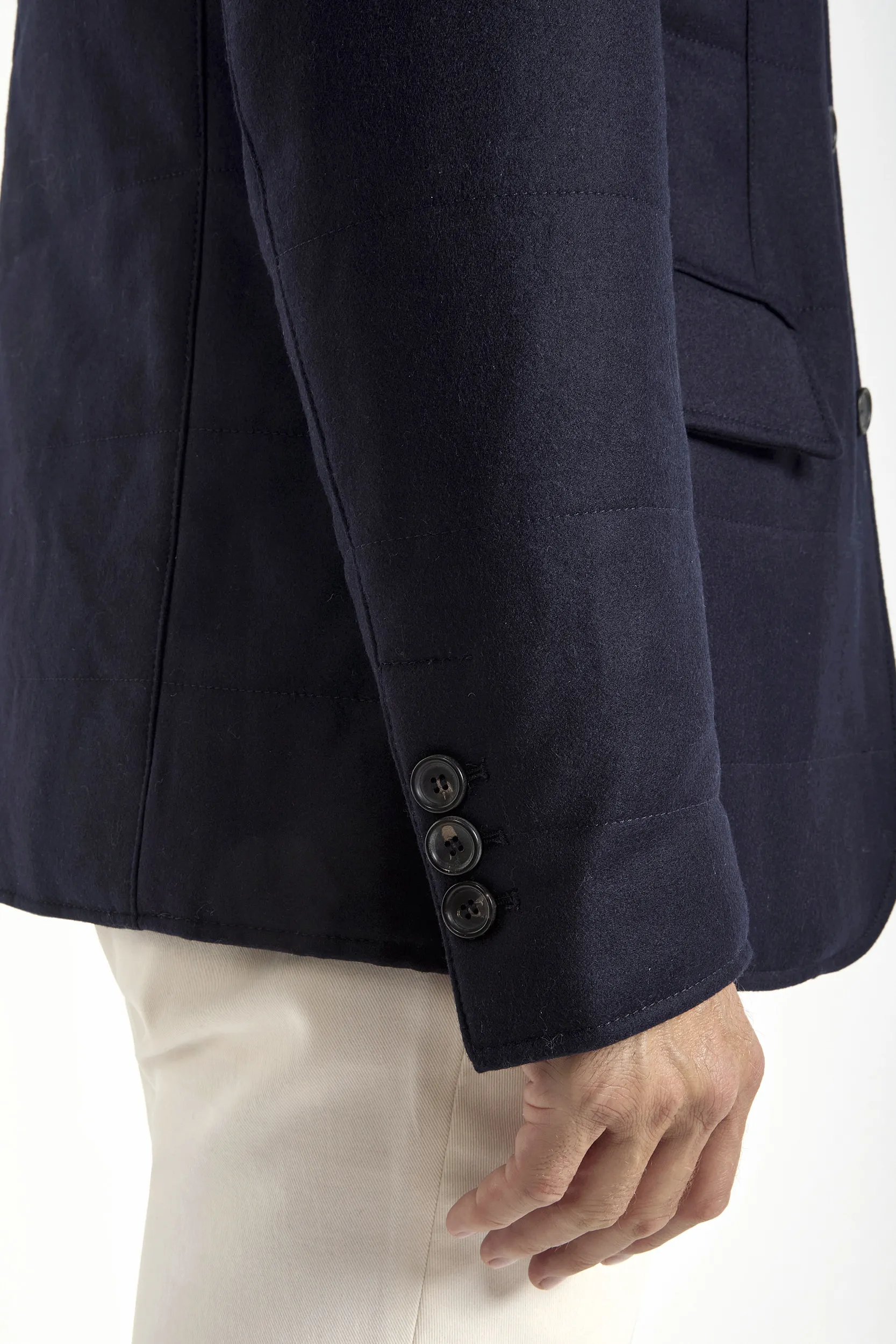 Blue down jacket in wool & cashmere – Made in Italy - Image 5