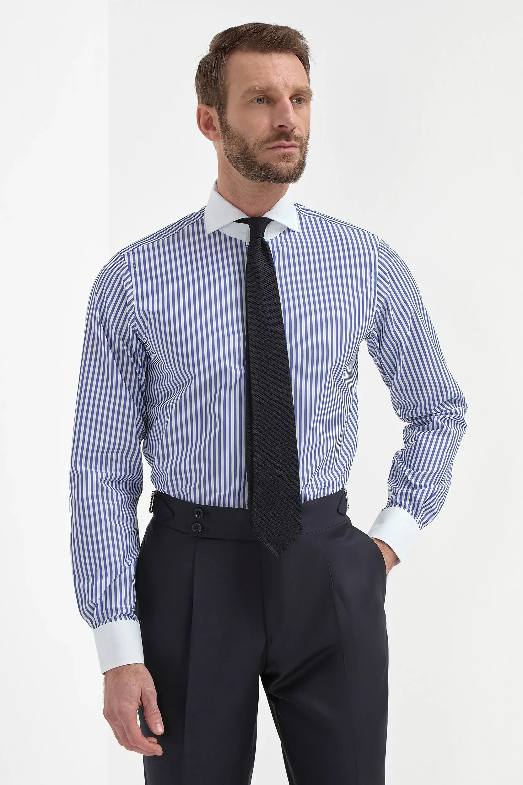 Blue grenadine silk tie - Hand Made In Italy - Image 5