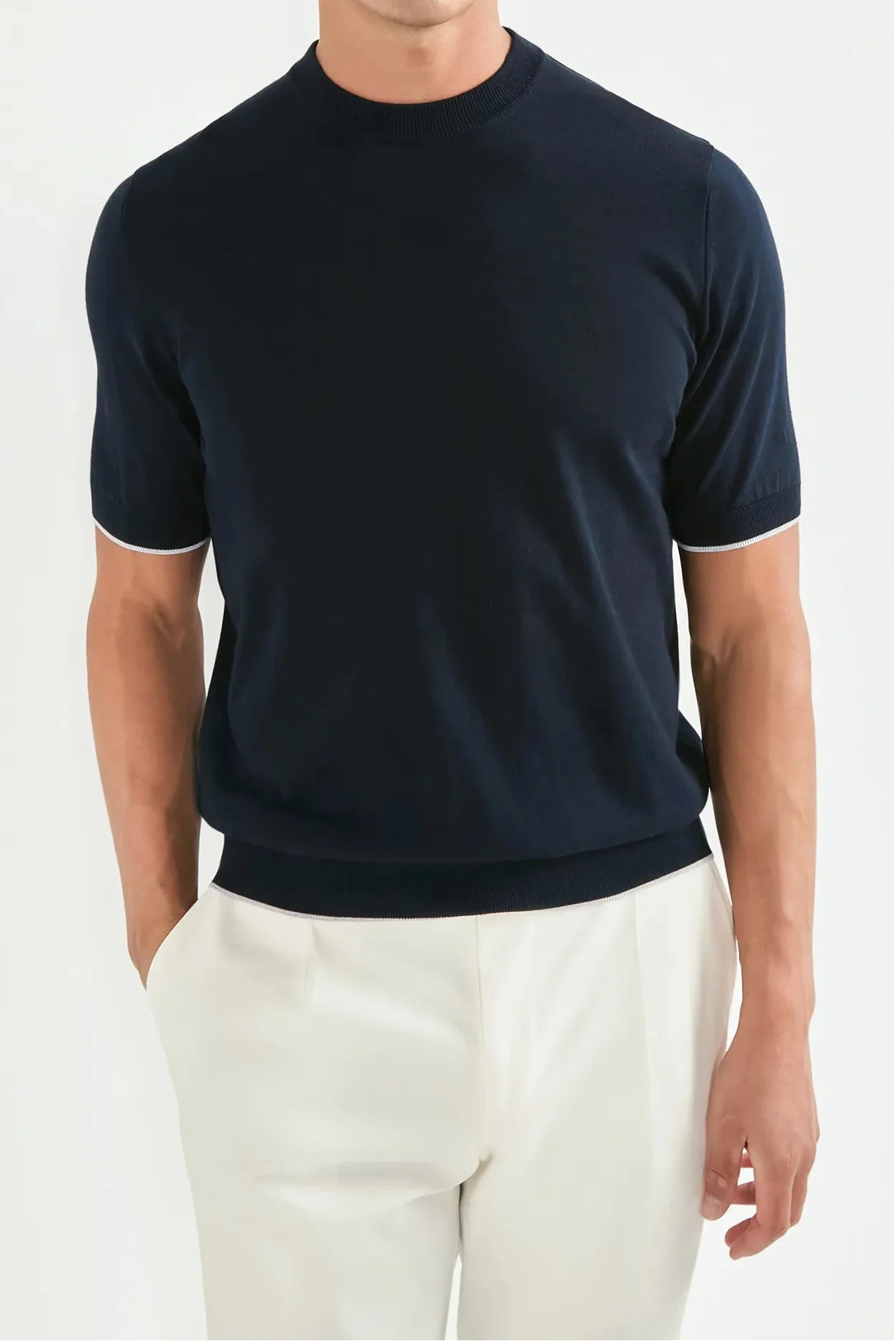 Blue high neck t-shirt - Made in Italy - Image 5