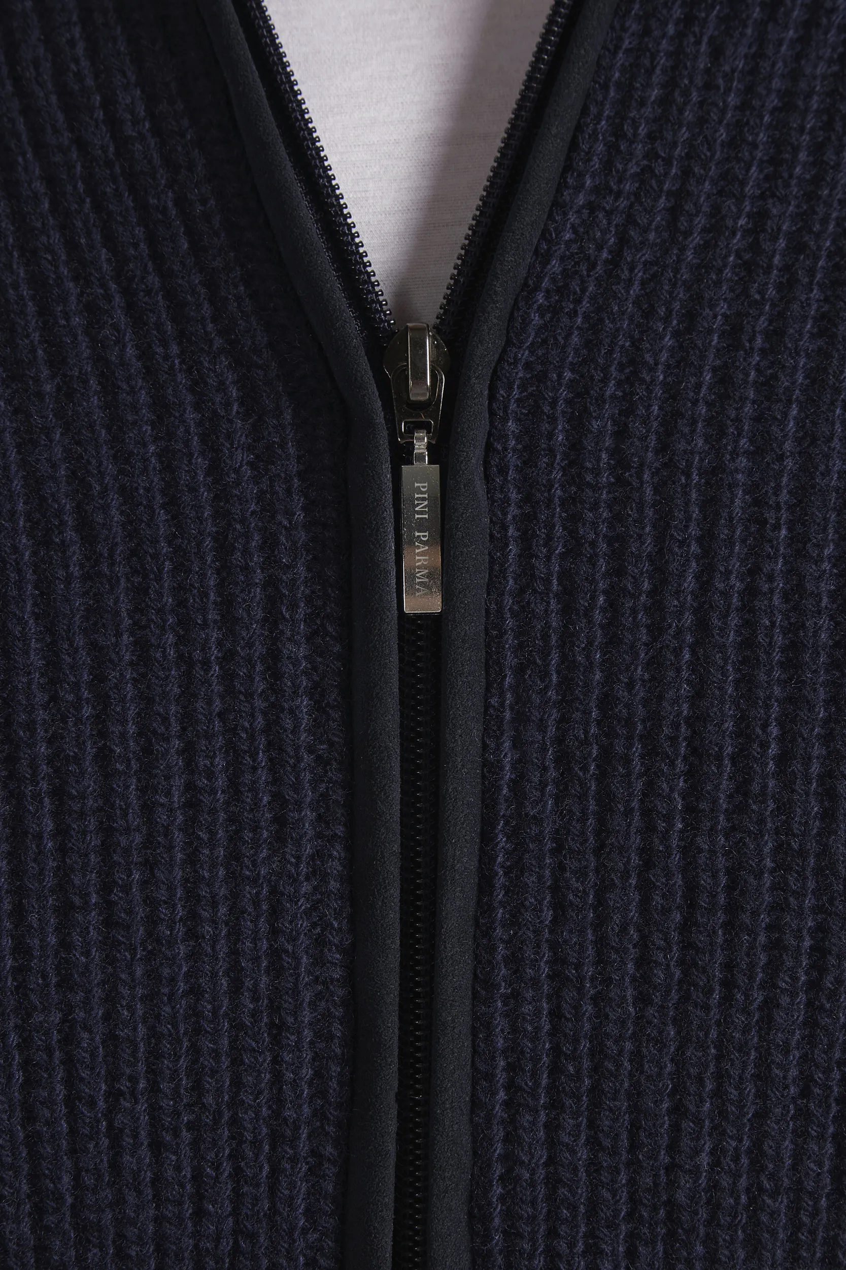 Blue ribbed cashmere blend full zip – Made in Italy - Image 4