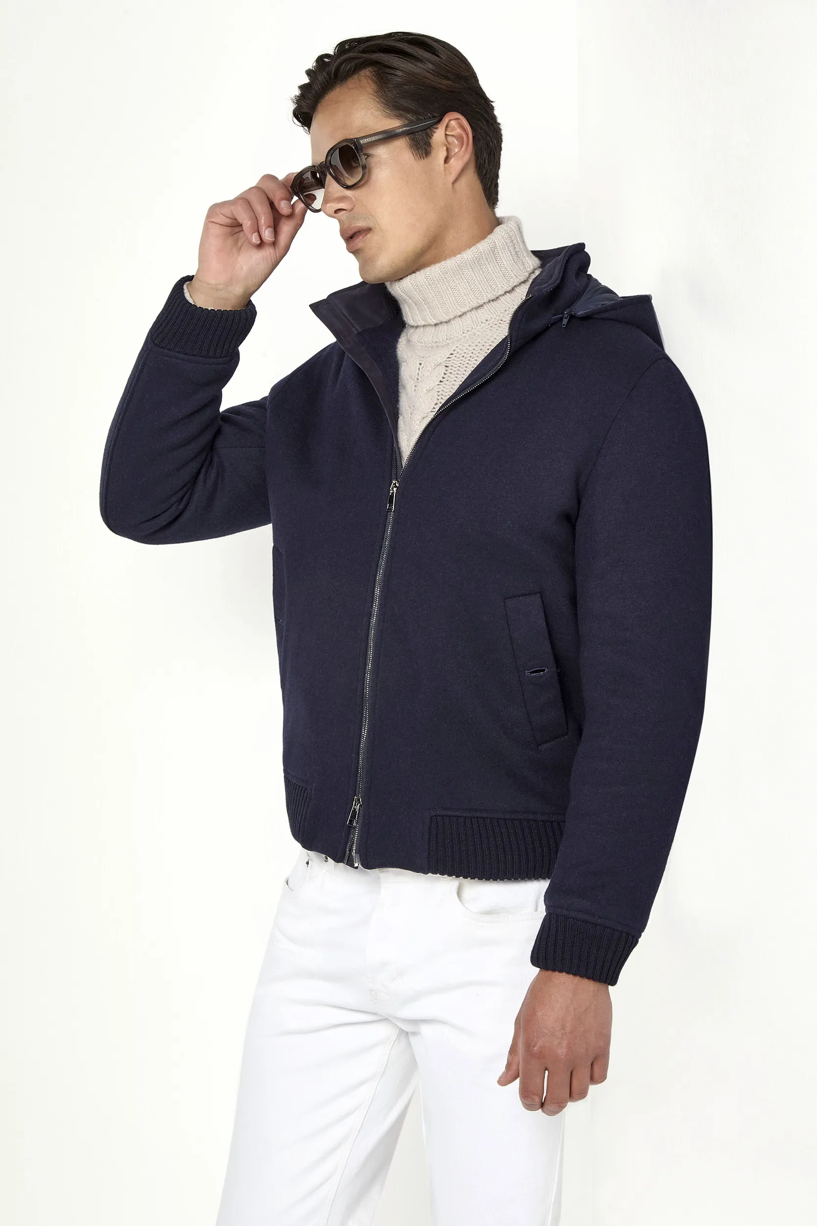 Blue hooded bomber - Made in Italy - Image 3