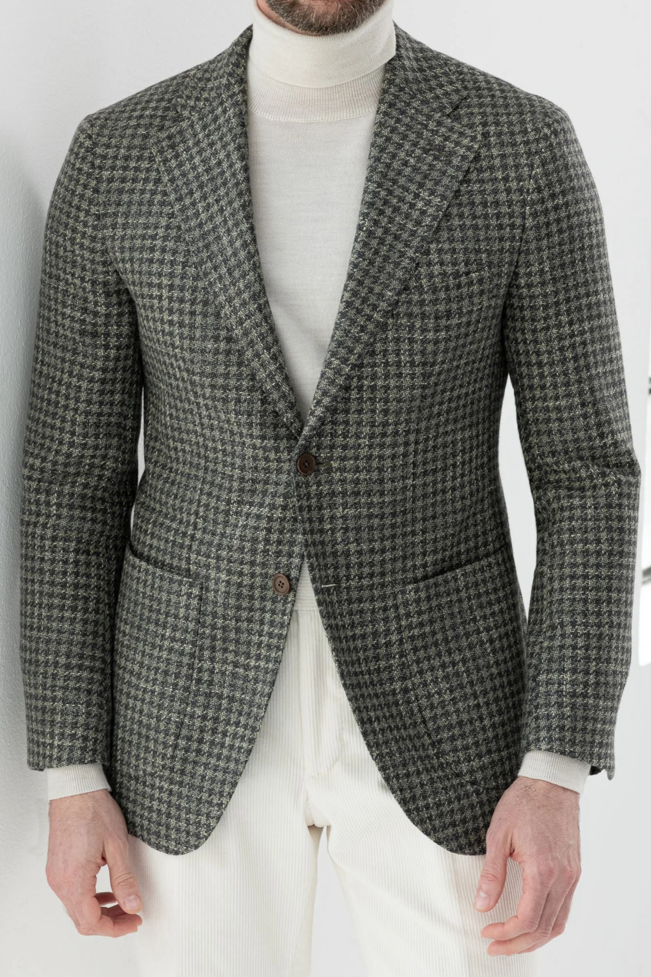 Sage houndstooth jacket - Made in Italy