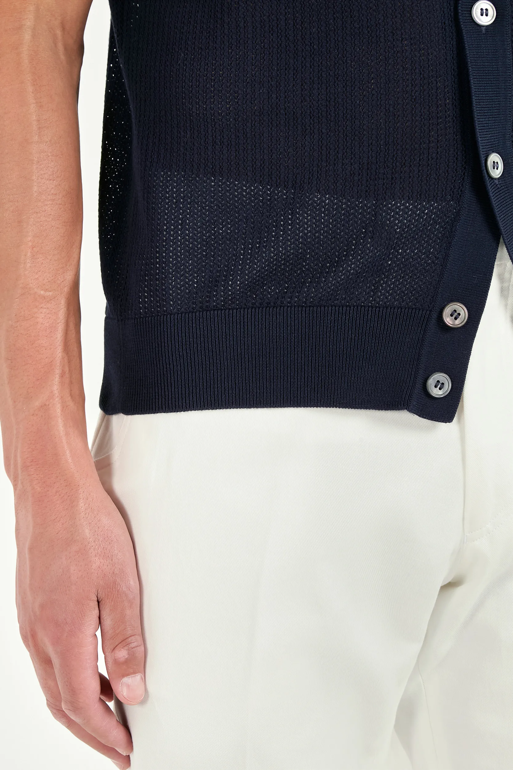 Blue knitted polo cardigan - Made in Italy - Image 5