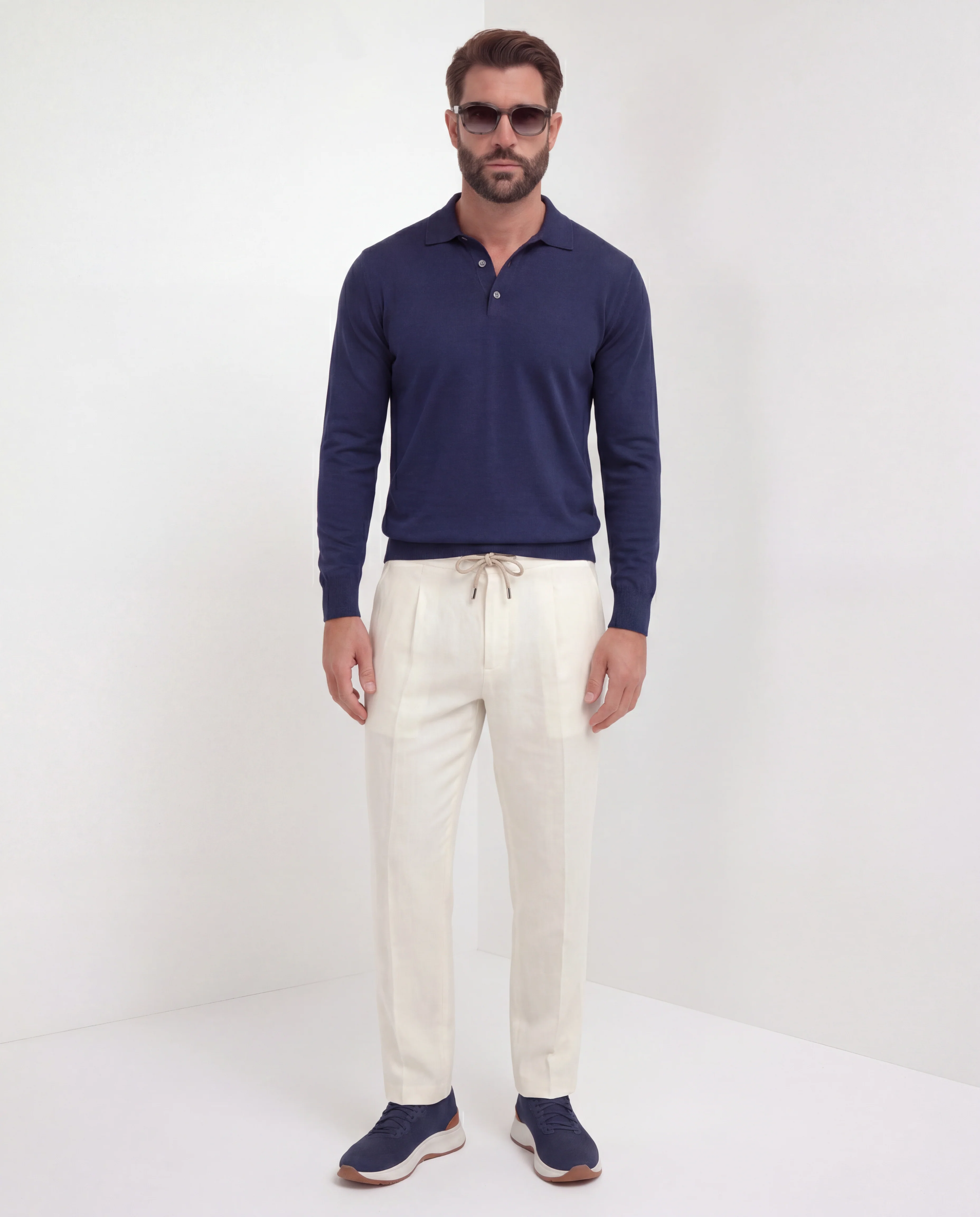Blue long sleeve polo - Made in Italy - Image 4