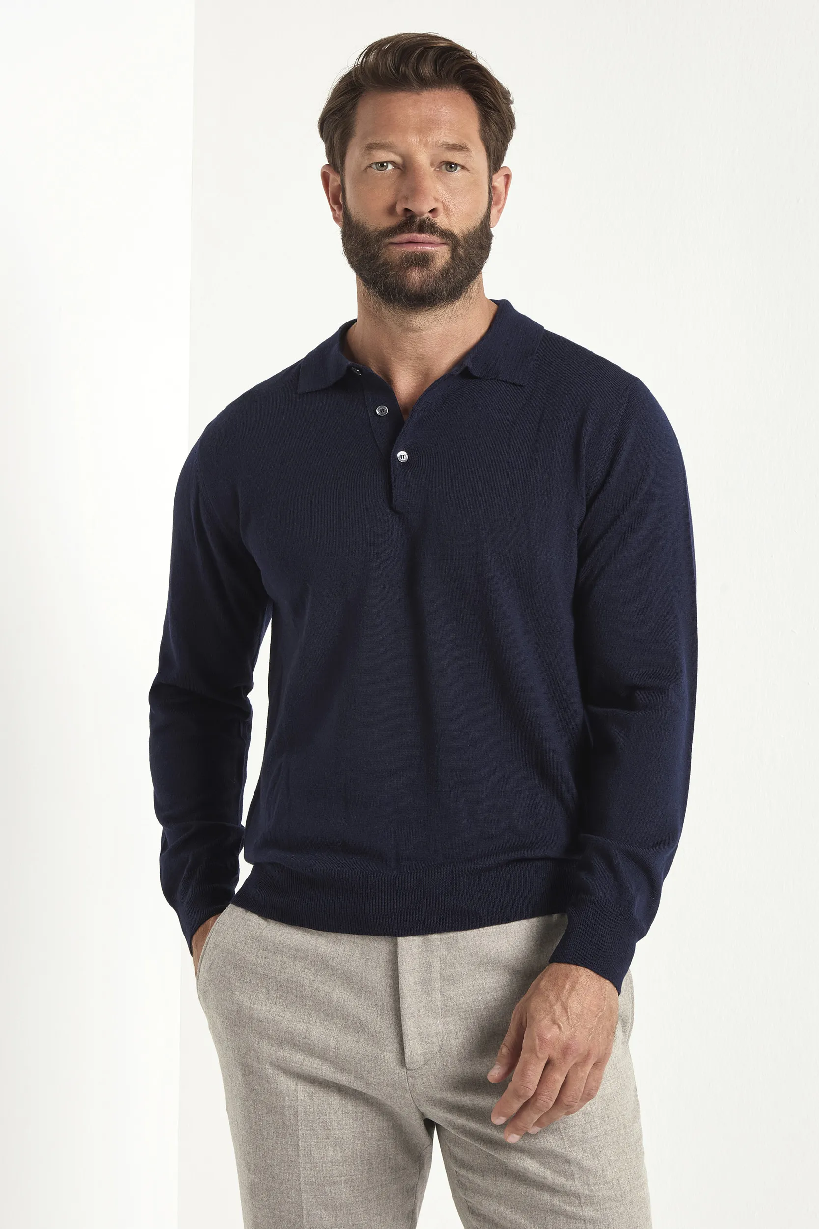 Blue merino polo - Made in Italy