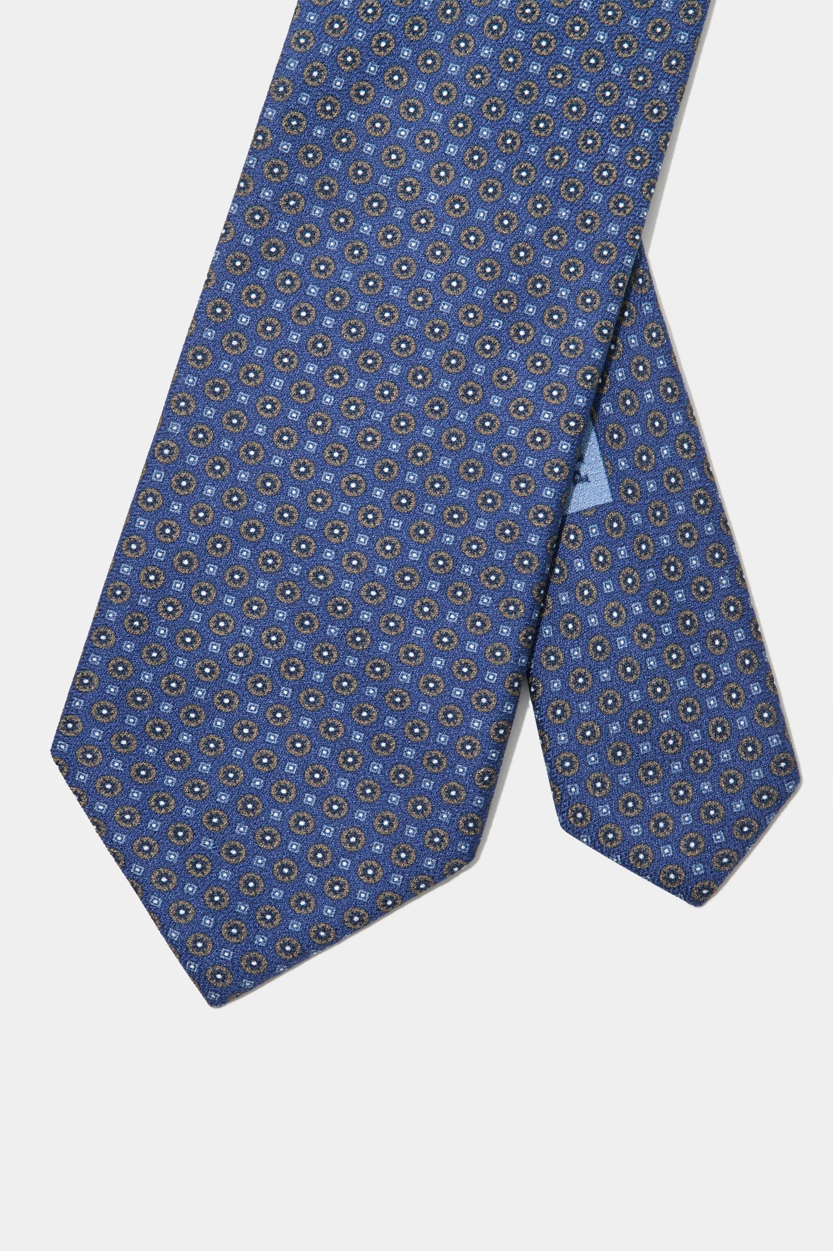 Blue micro fancy silk tie - Made in Italy - Image 3