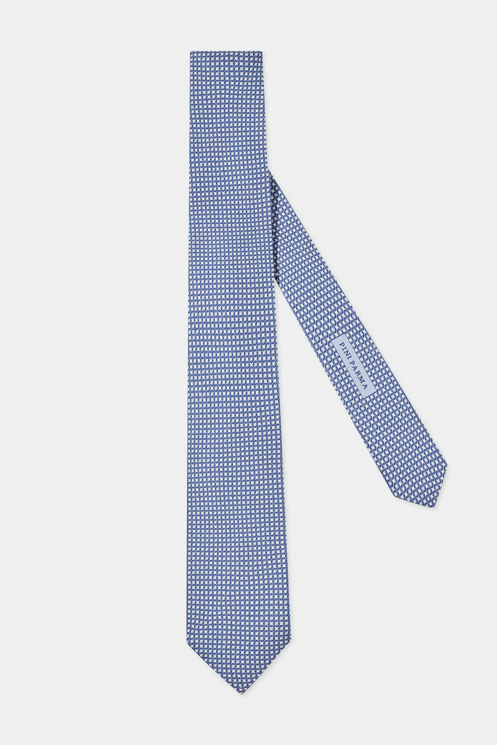 Blue micro fancy silk tie - Made in Italy