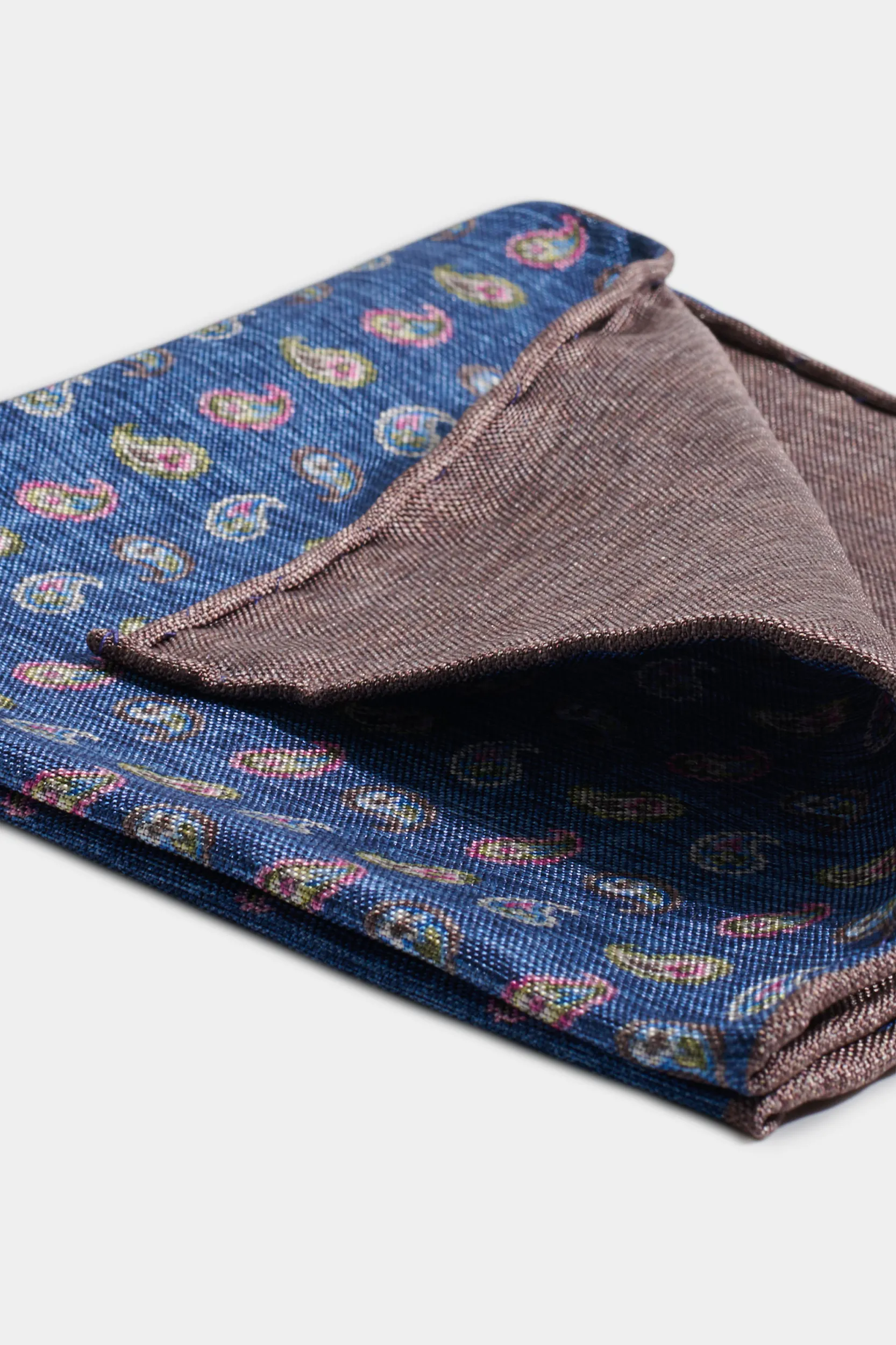 Blue paisley pocket square - Made in Italy - Image 2
