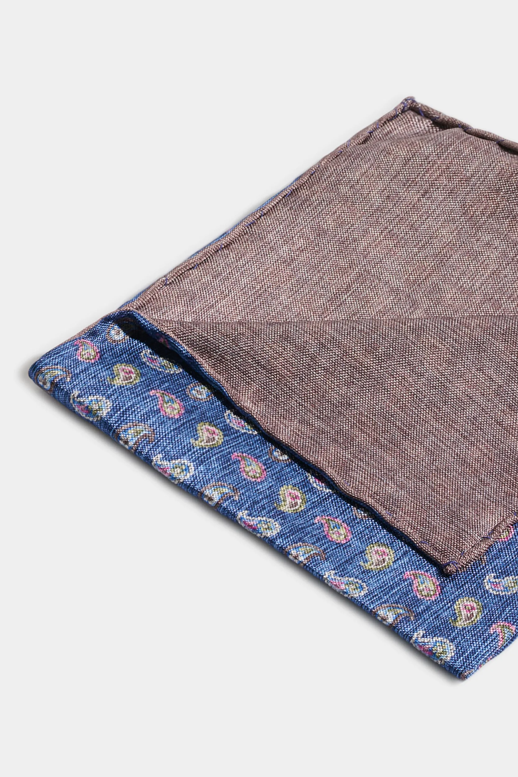 Blue paisley pocket square - Made in Italy - Image 3