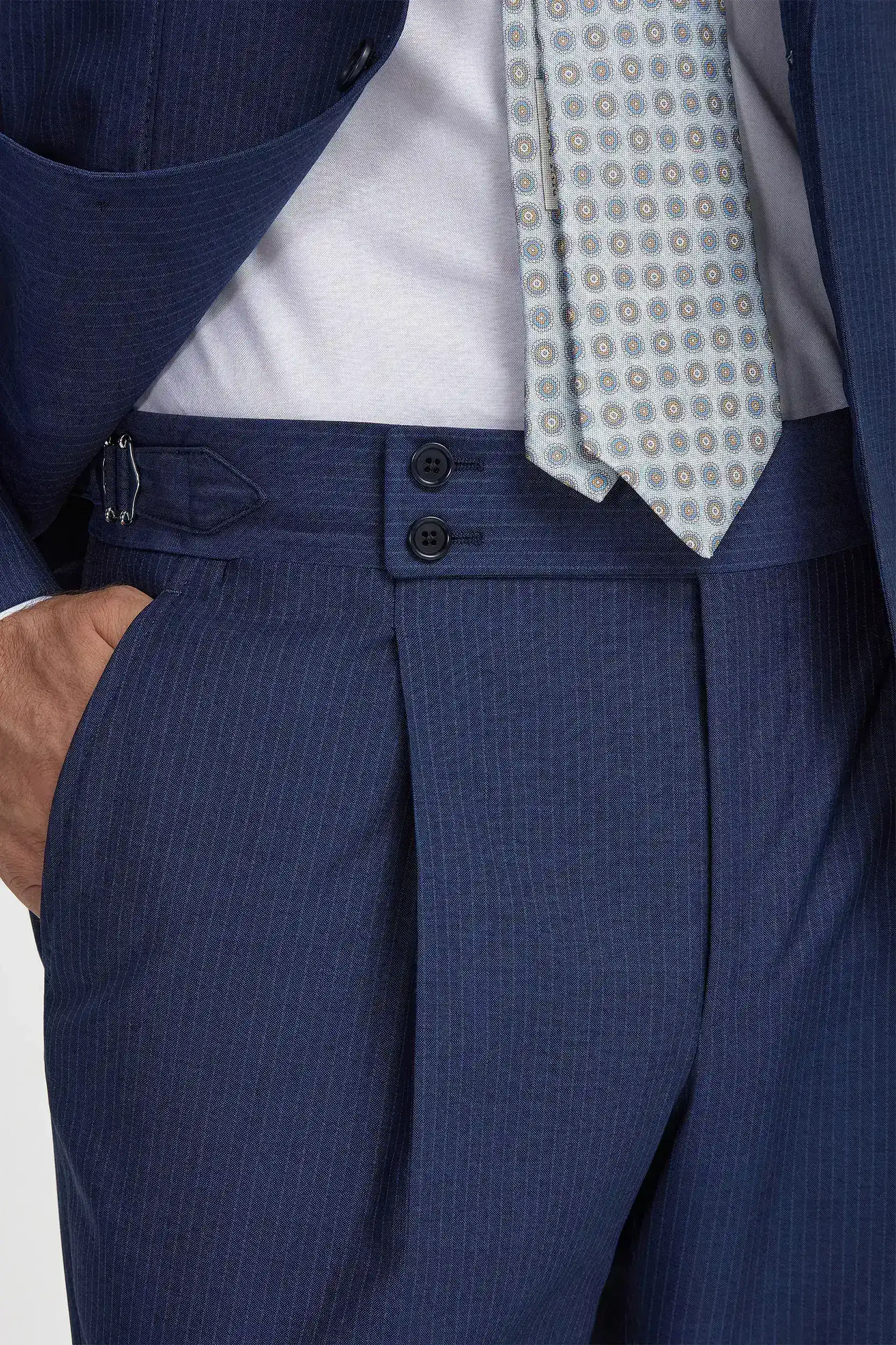 Blue pinstripe wool suit - Made in Italy - Image 2