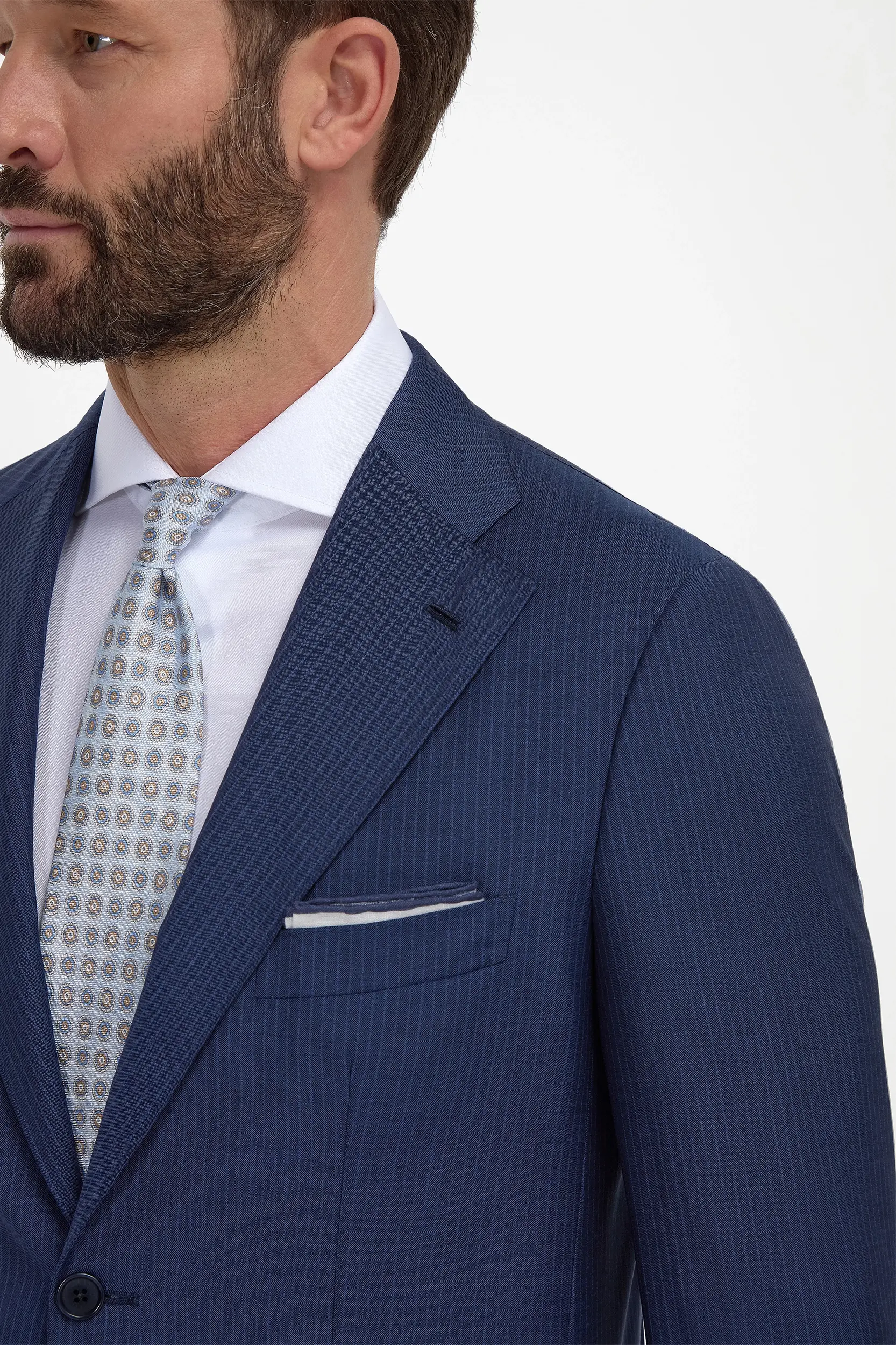 Blue pinstripe wool suit - Made in Italy - Image 3