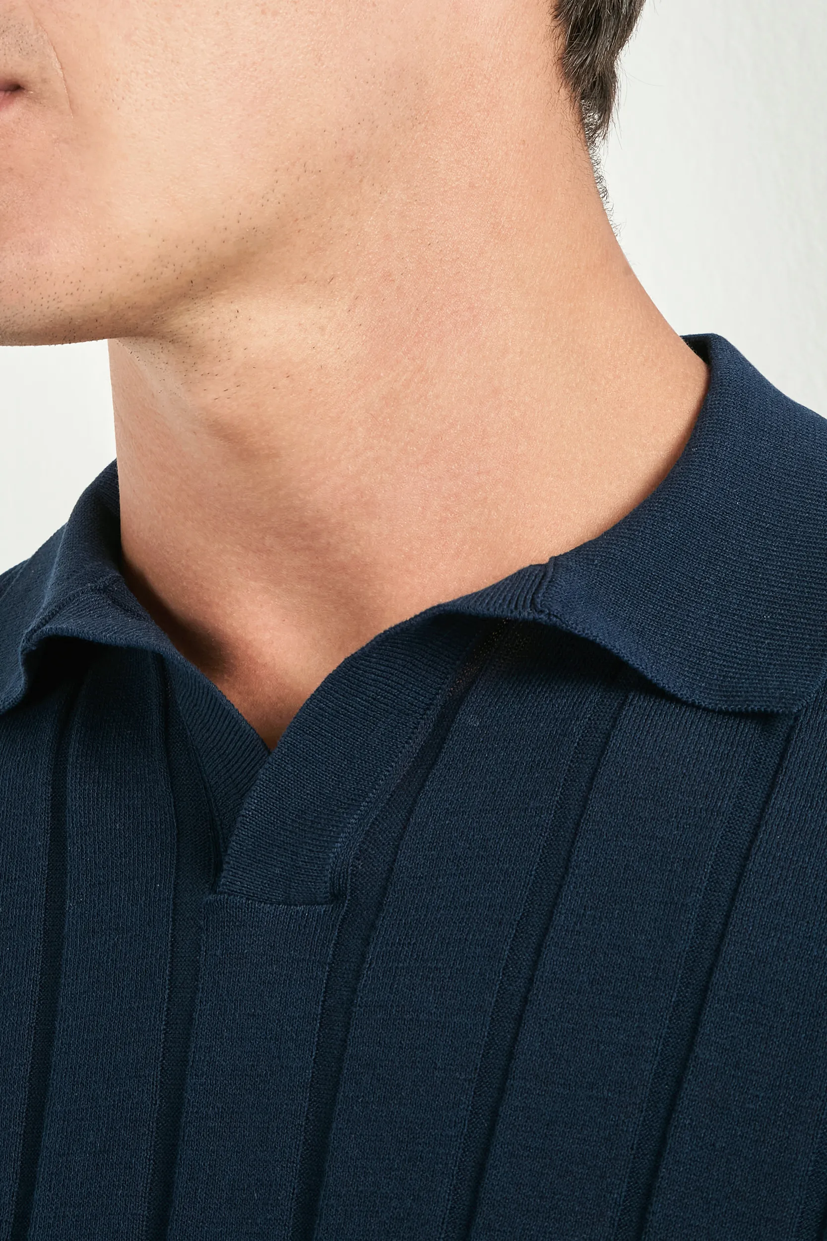 Blue ribbed polo - Made in Italy - Image 2