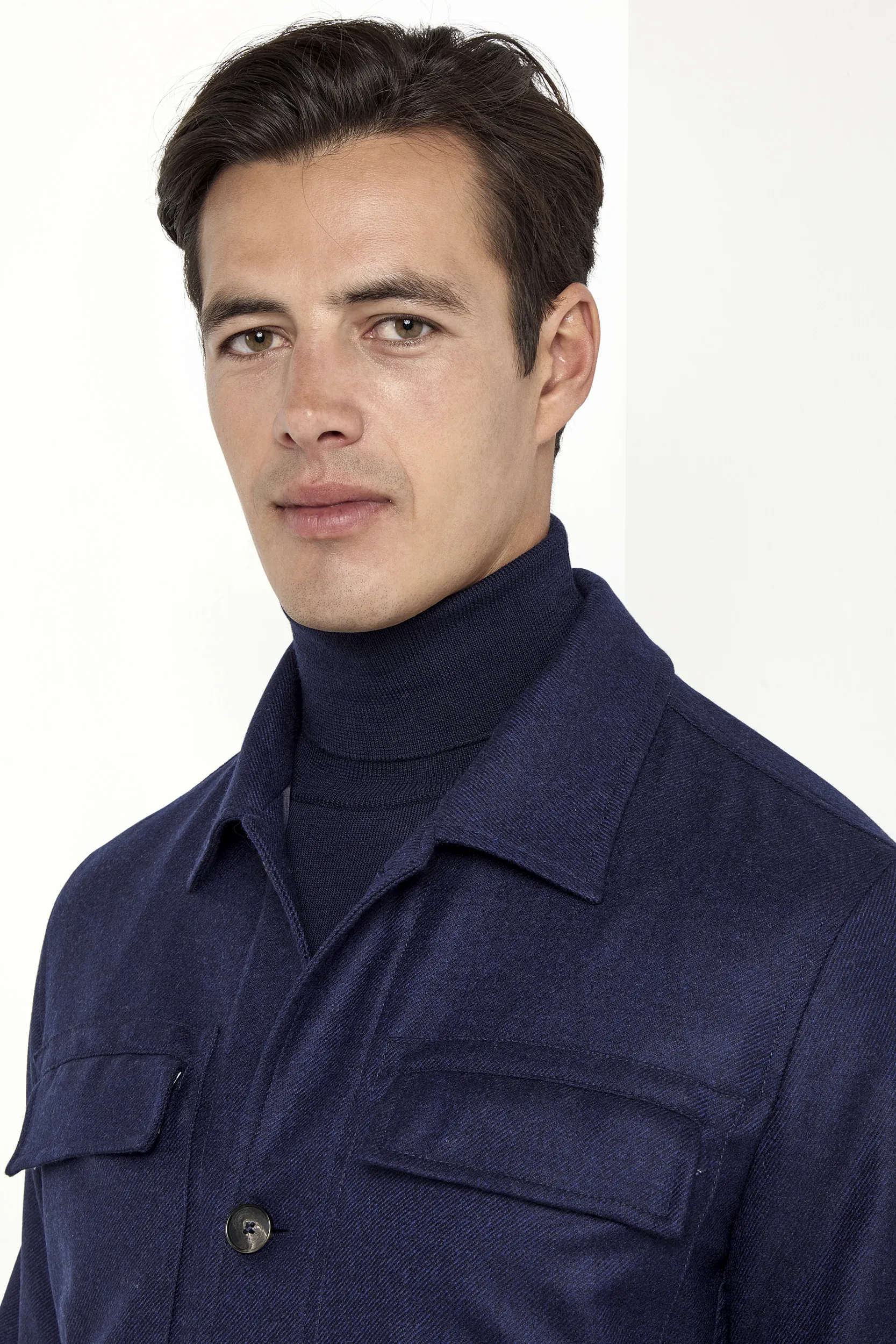 Blue wool and cashmere shirt jacket  - Made in Italy - Image 3