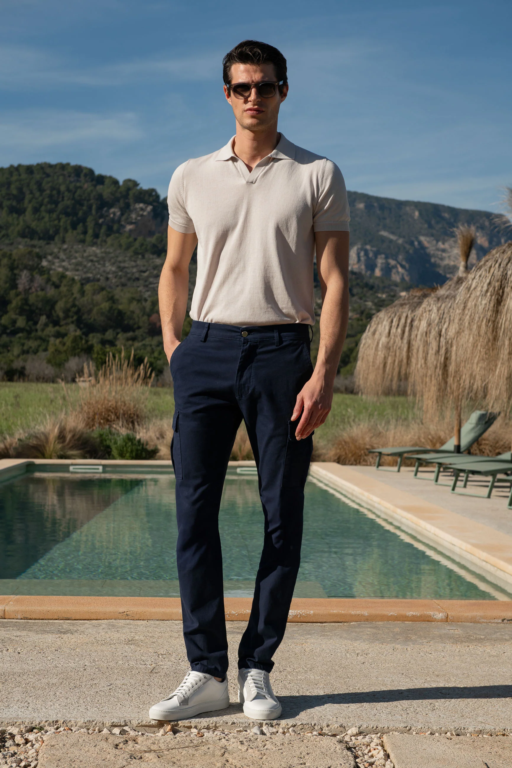 Blue stretch cotton cargo - Made in Italy - Image 3