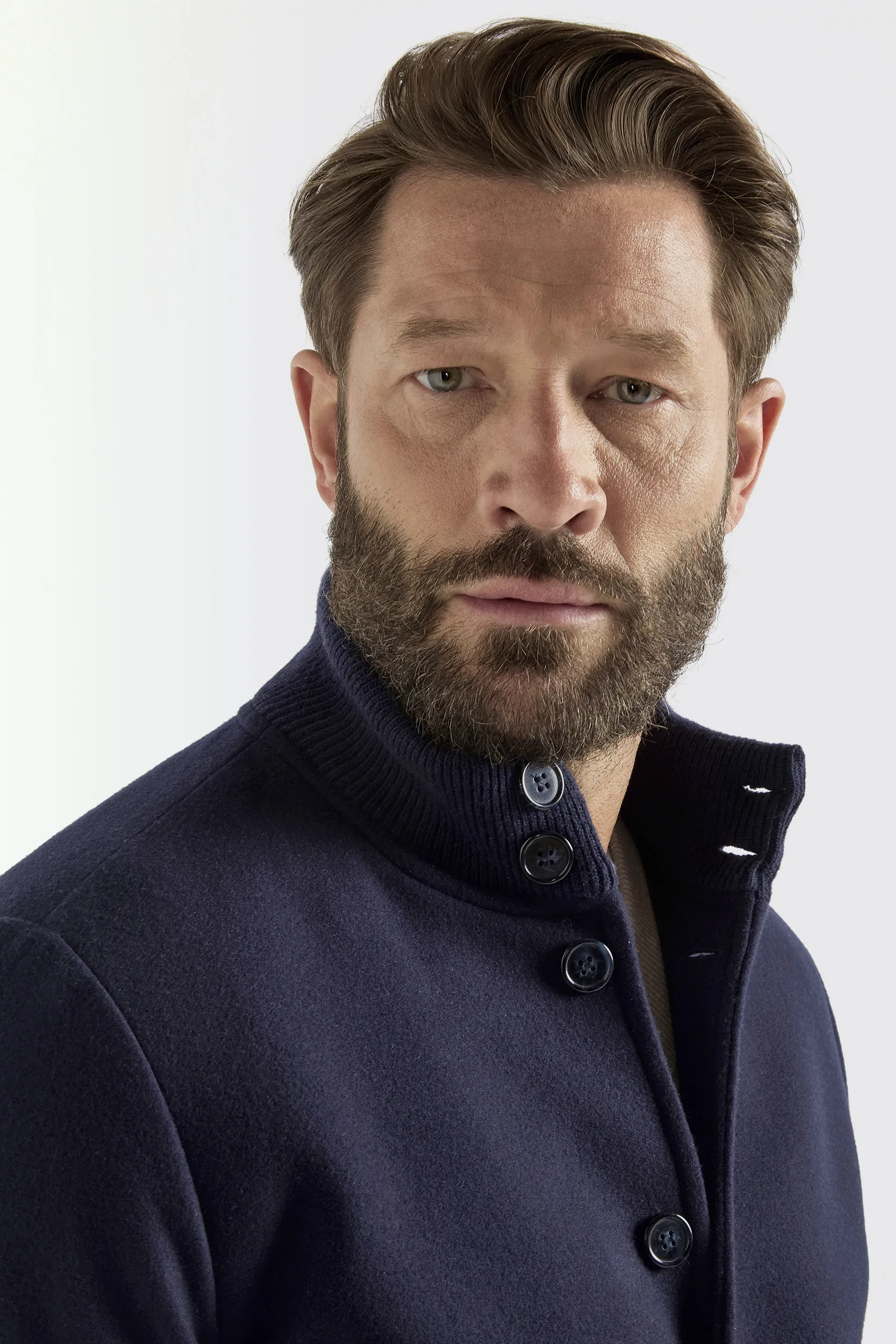 Blue Super 180's wool flannel bomber jacket – Made in Italy - Image 5