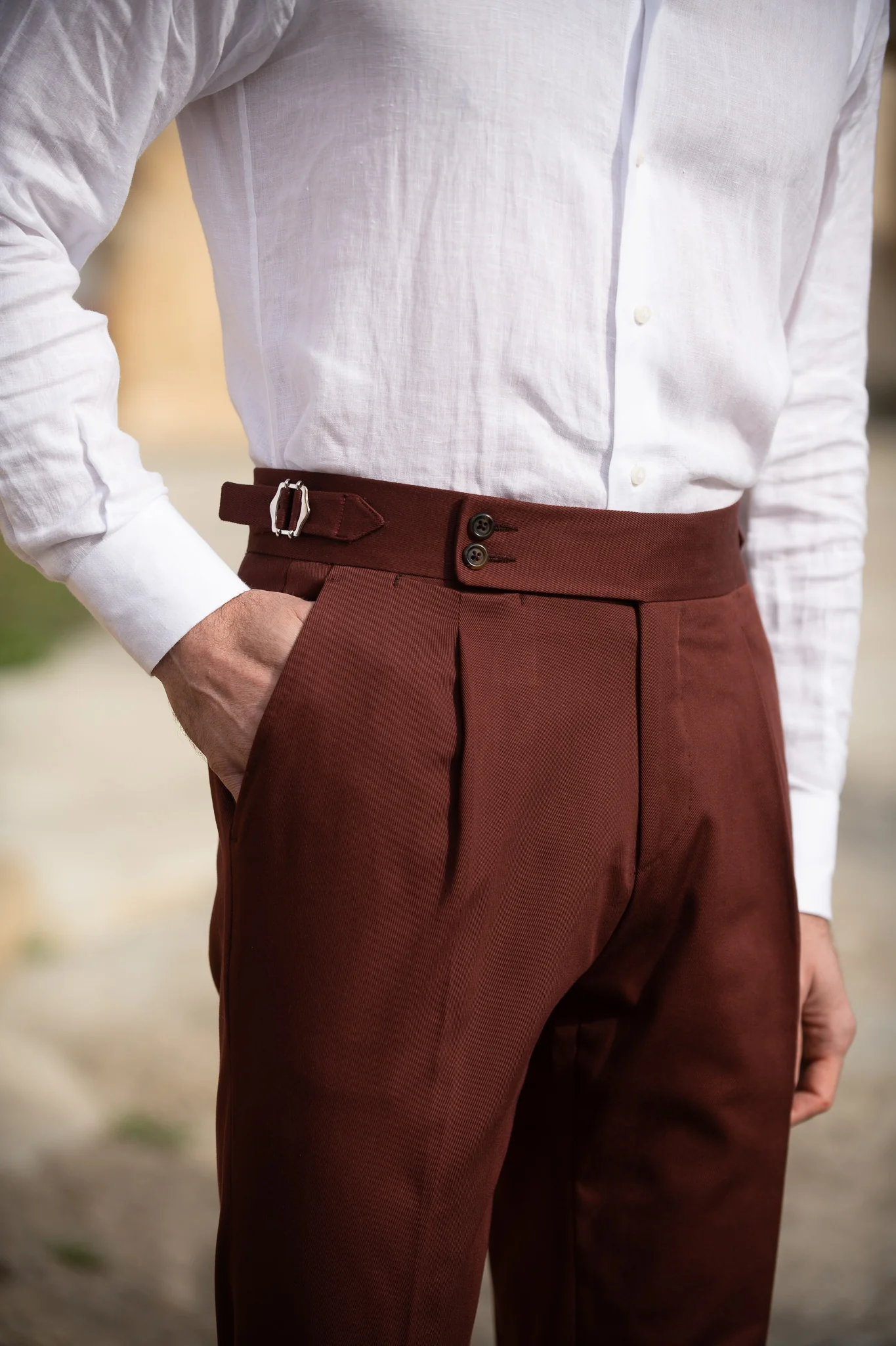 Bordeaux cotton trousers  "Soragna Capsule Collection" - Made in Italy - Image 3