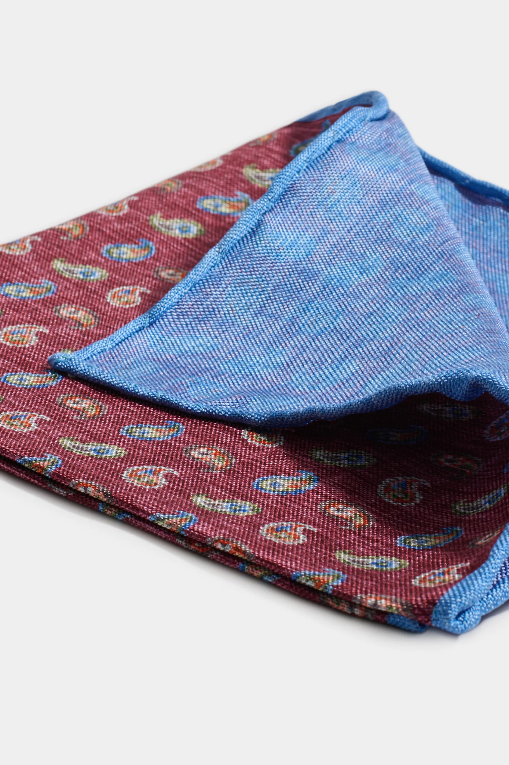 Bordeaux paisley pocket square - Made in Italy - Image 2