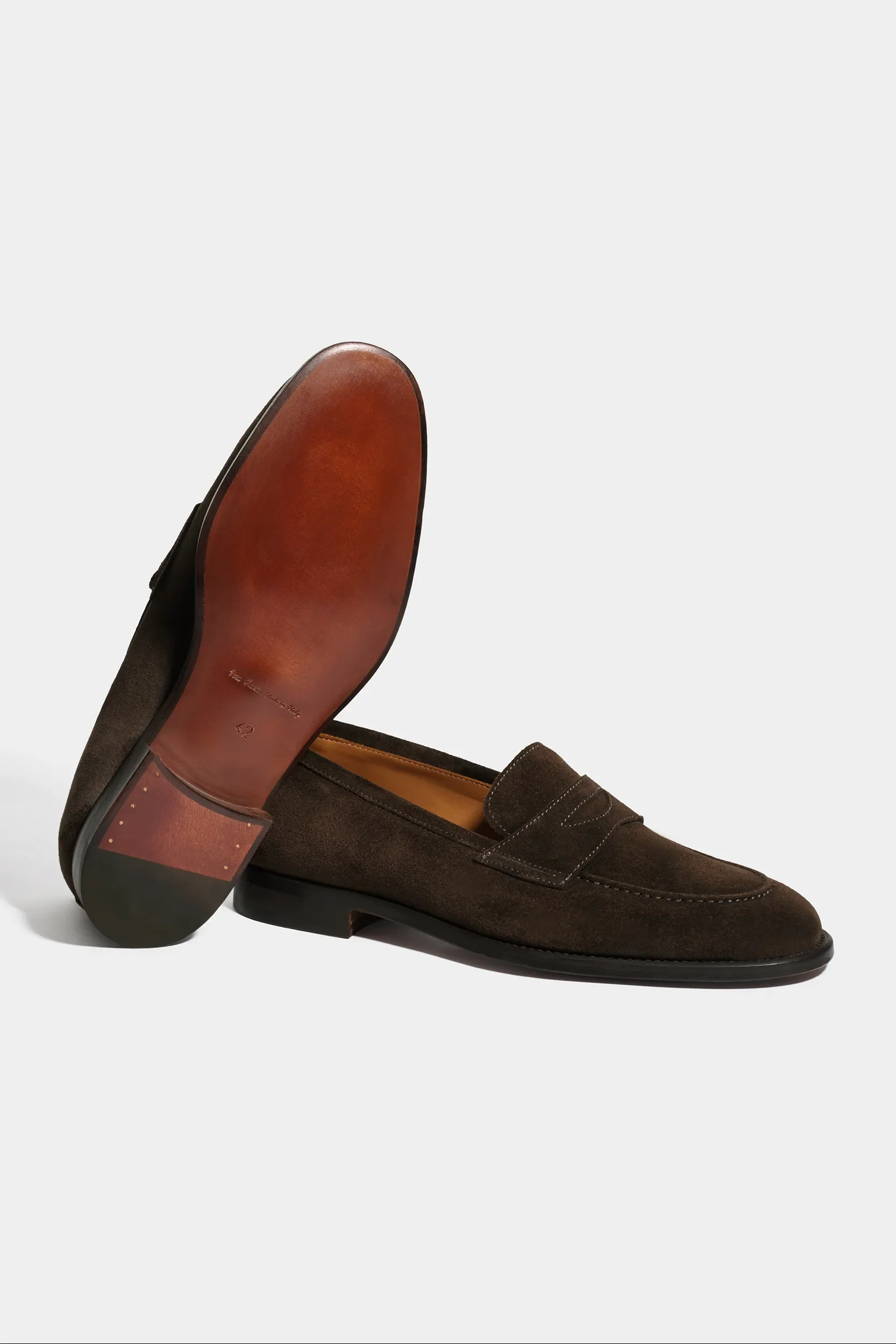 Brown suede penny loafers - Made in Italy - Image 3
