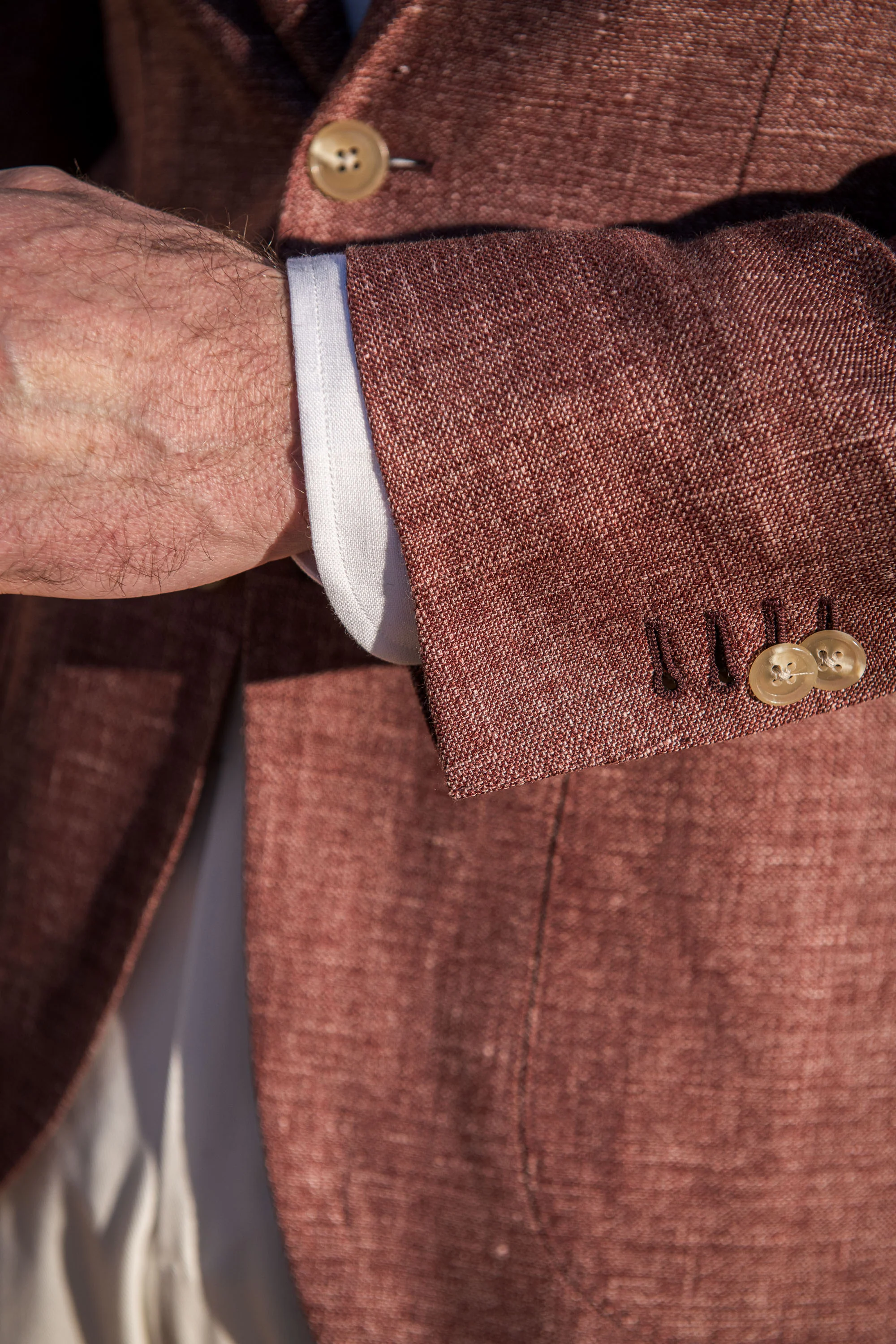 Burgundy linen and wool jacket - Made in Italy - Image 4