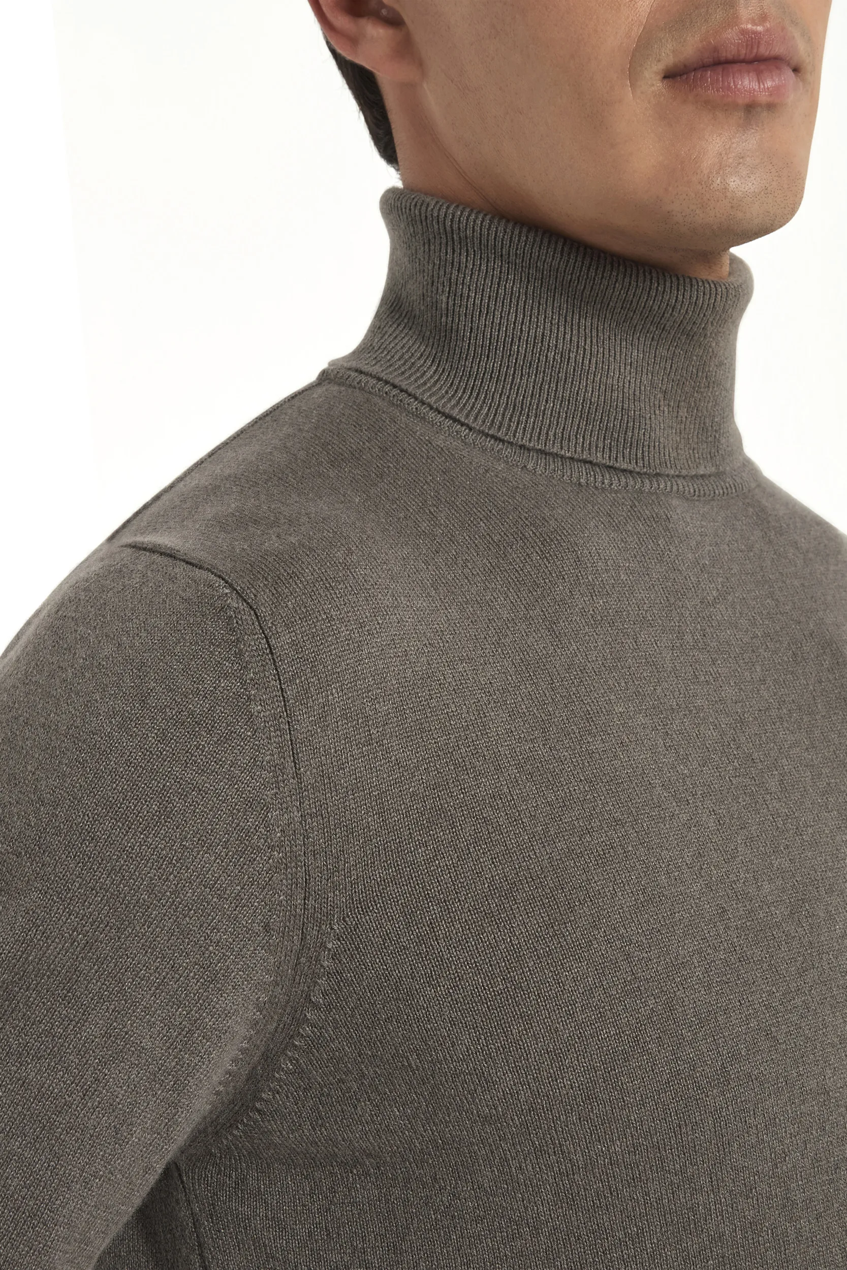 Dark taupe cashmere turtleneck – Made in italy - Image 4