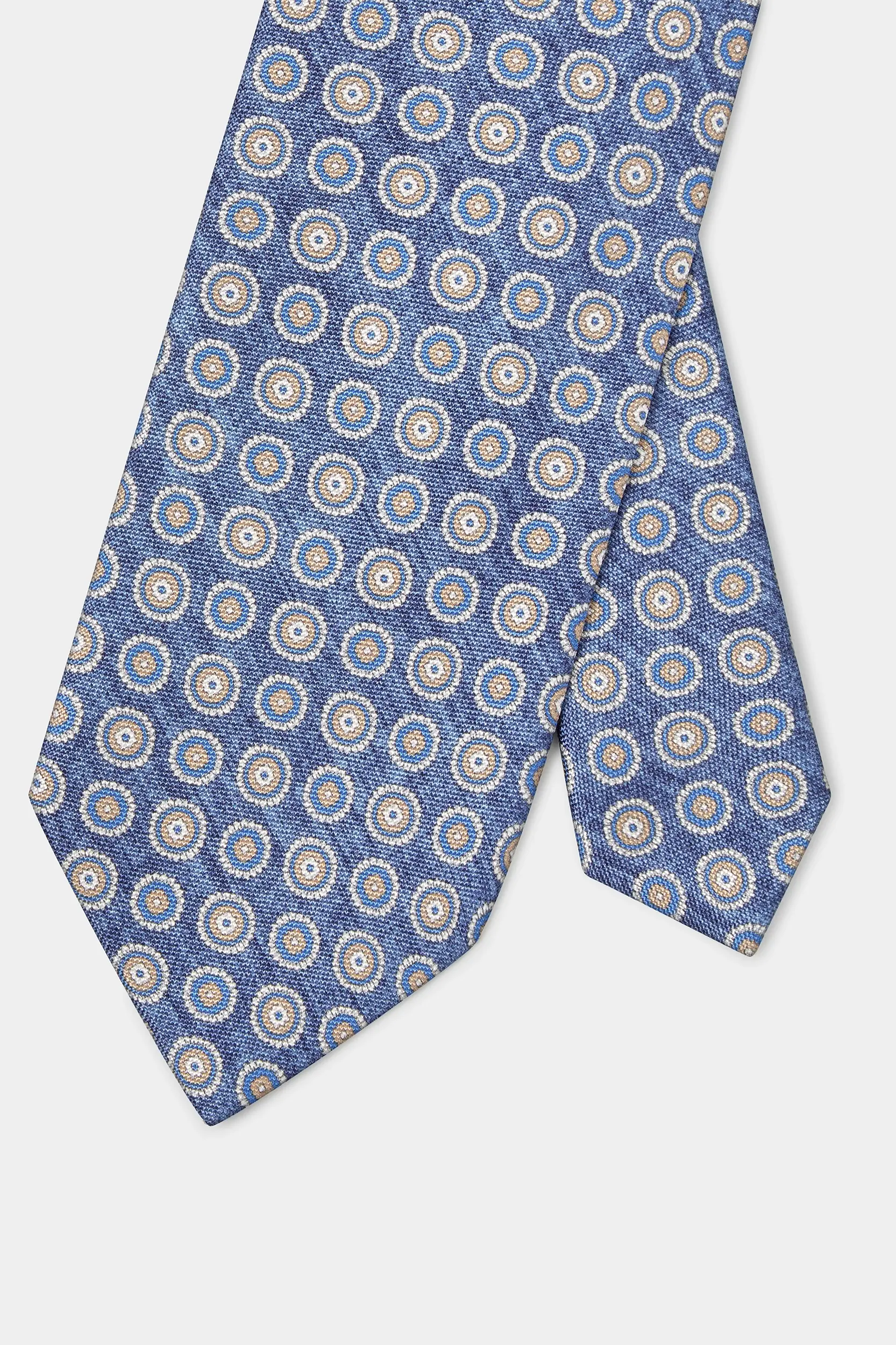 Denim blue fancy silk tie - Made in Italy - Image 4