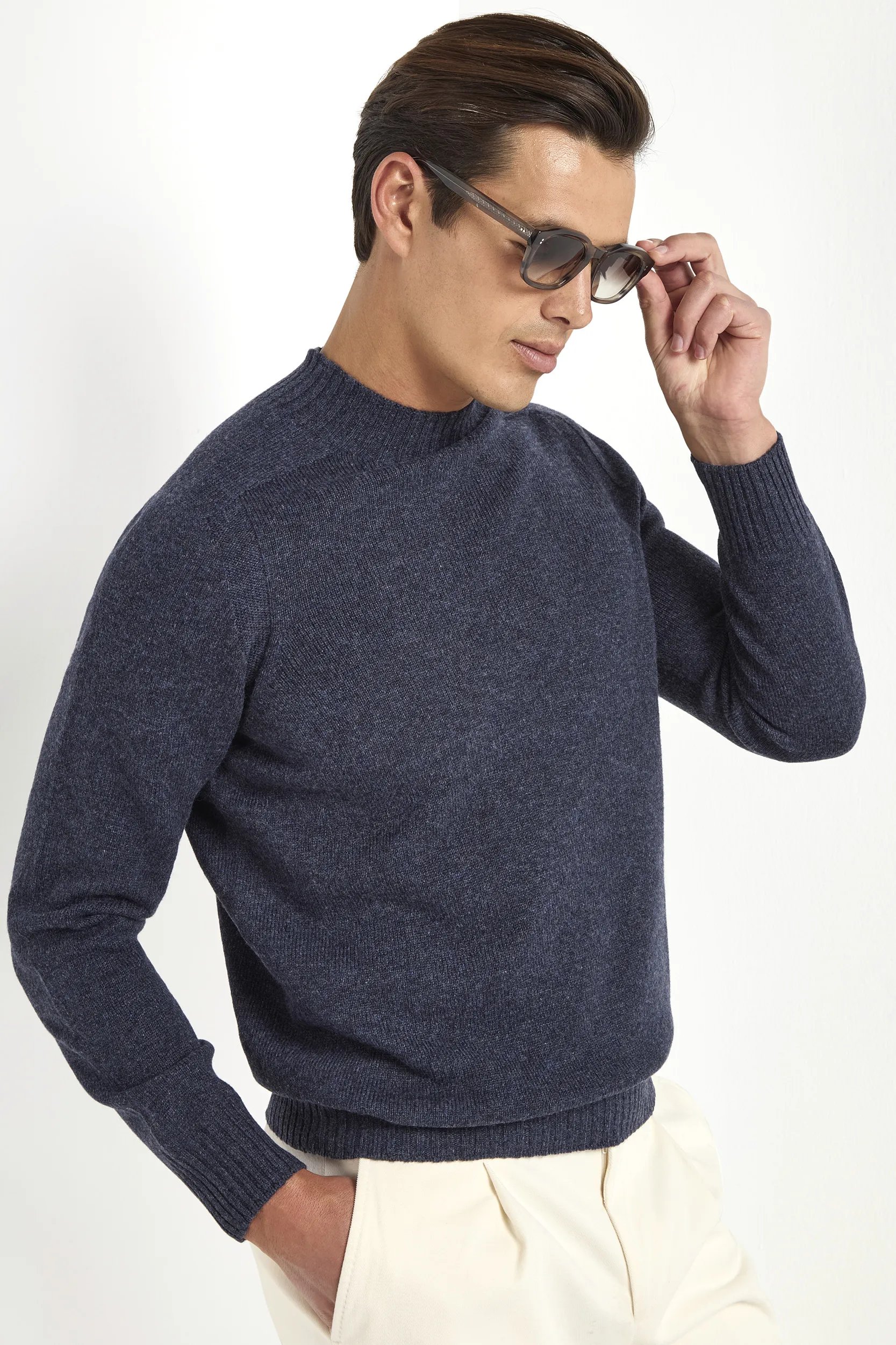 Denim blue mock neck - Made in Italy - Image 5