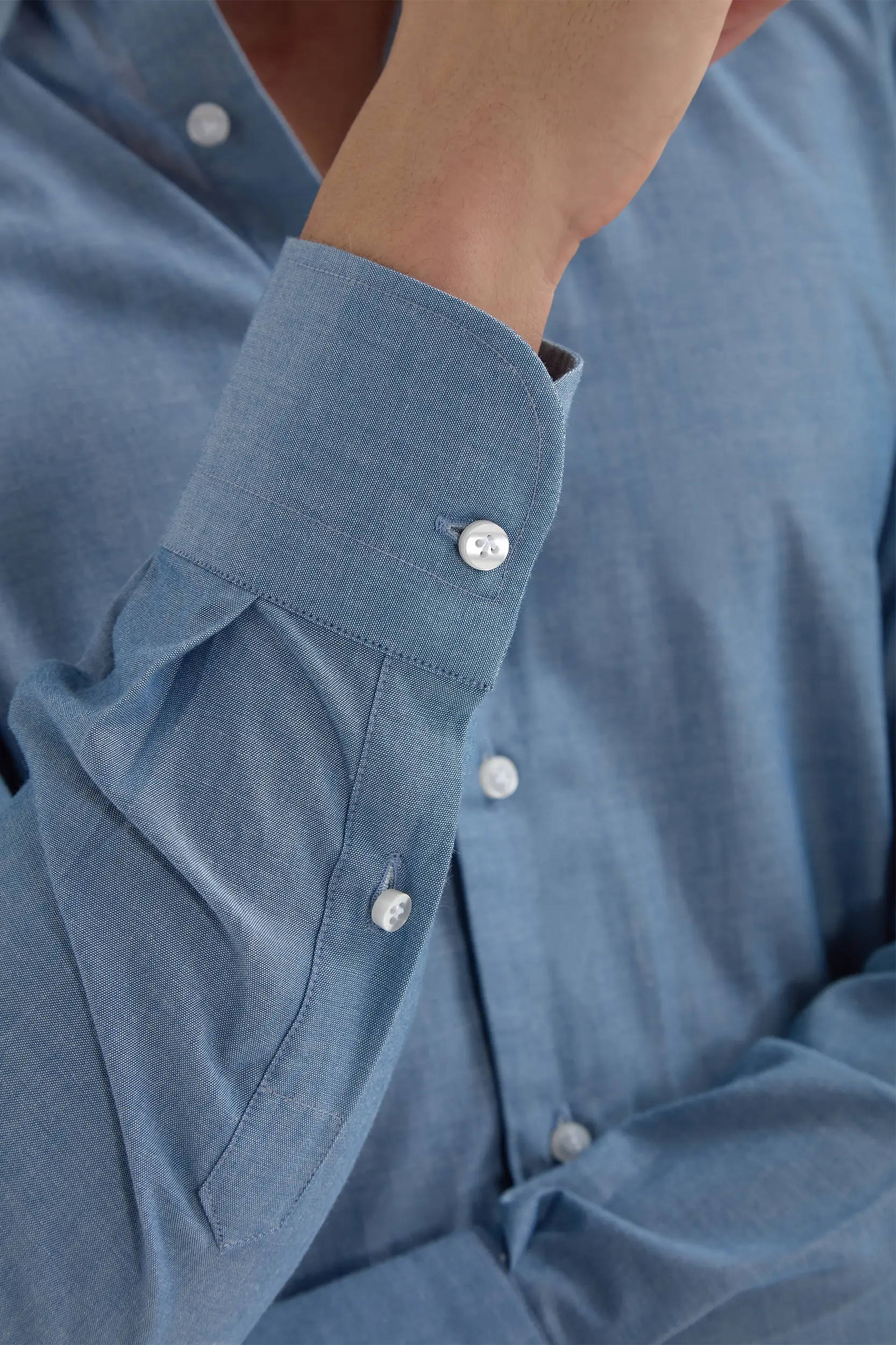 Blue chambray button down shirt - Made in Italy - Image 3