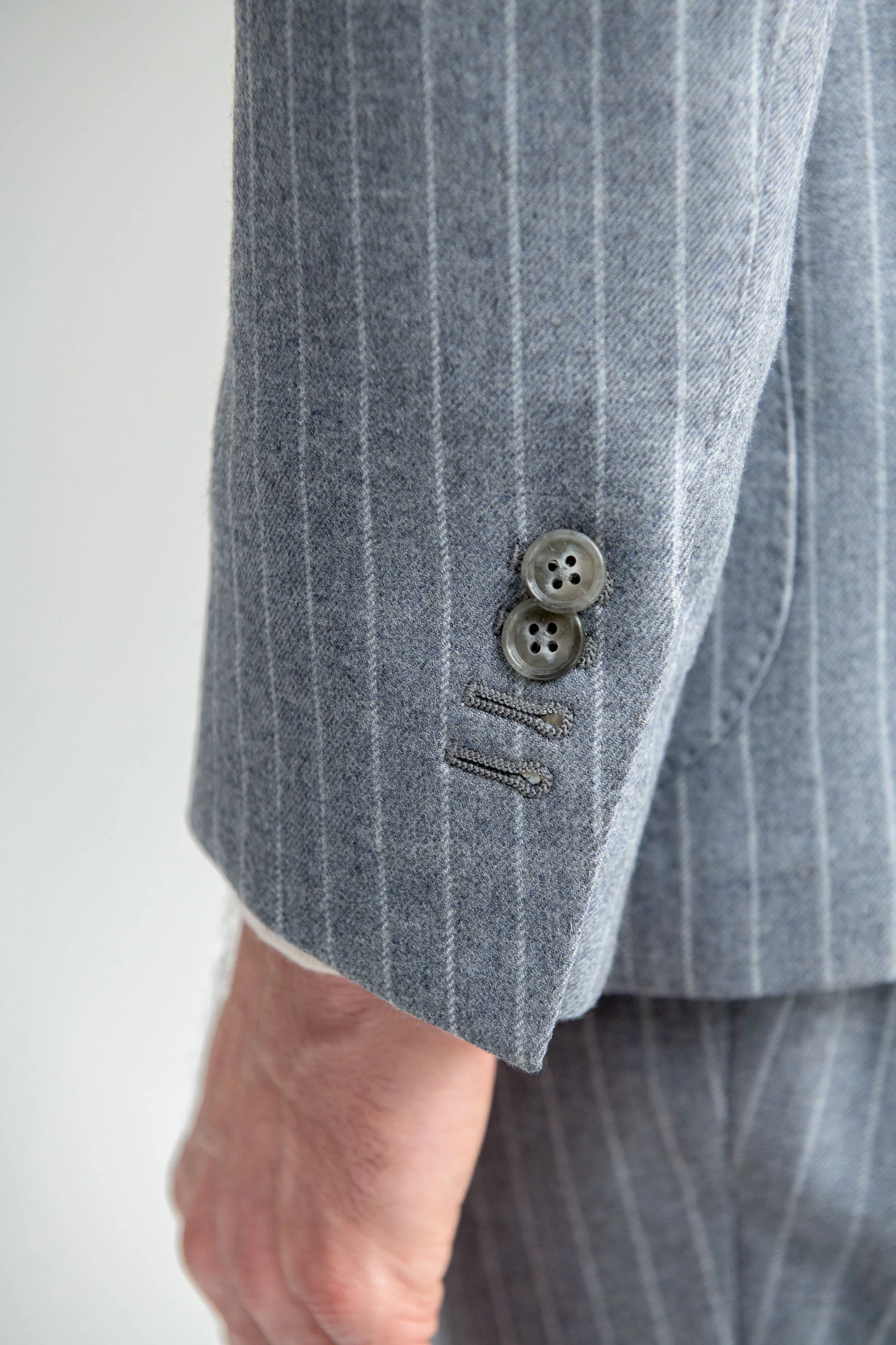 Dusty blue striped 130'S suit - Made in Italy - Image 3