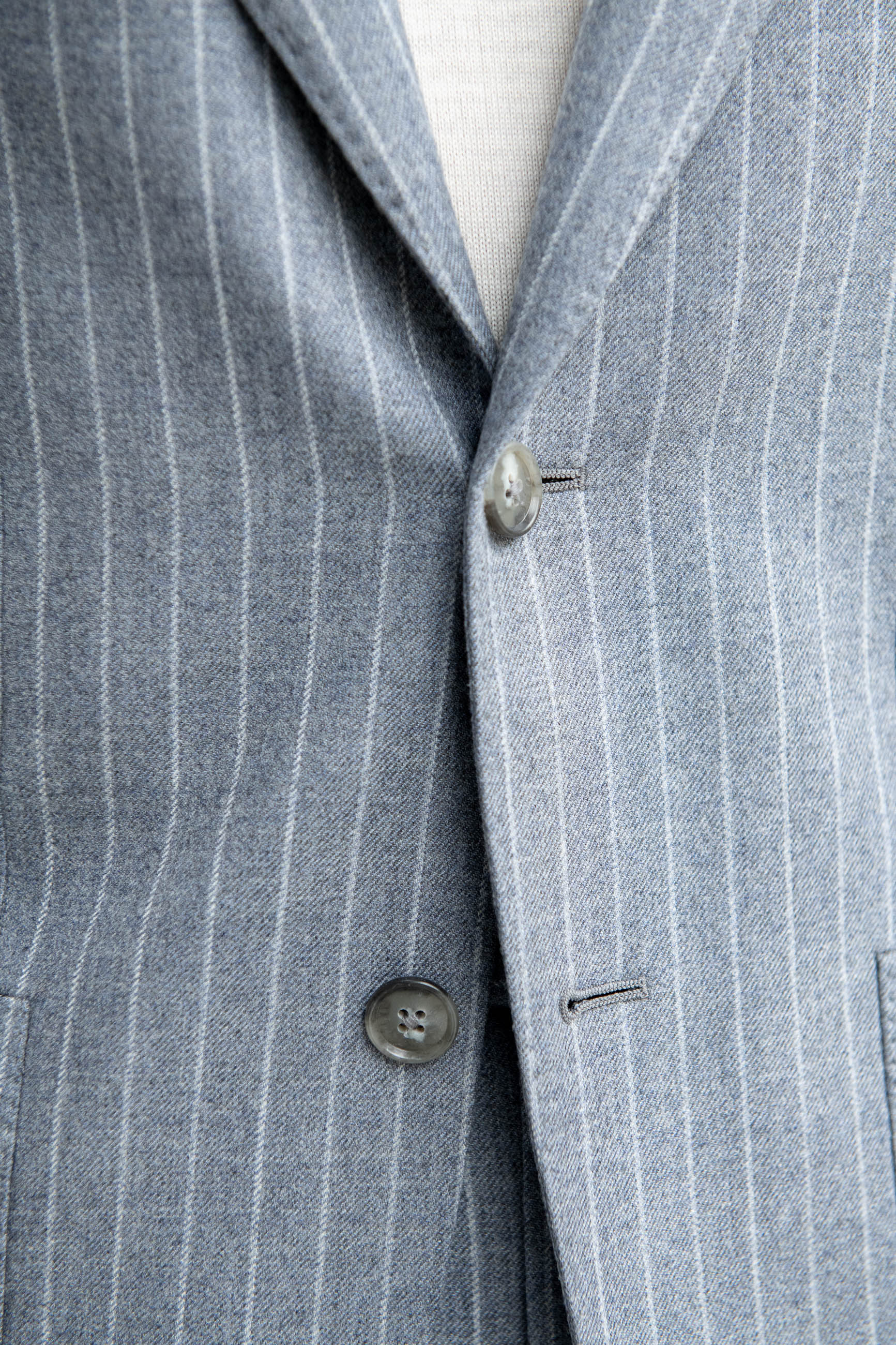 Dusty blue striped 130'S suit - Made in Italy - Image 4