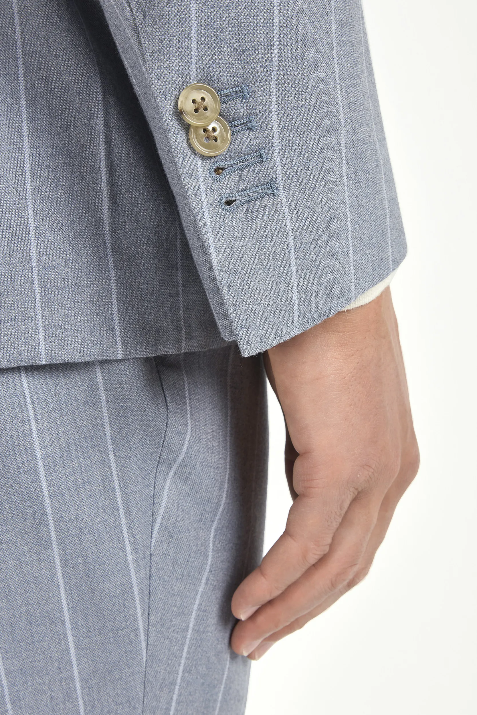 Dusty blue striped double breasted suit - Made in Italy - Image 3