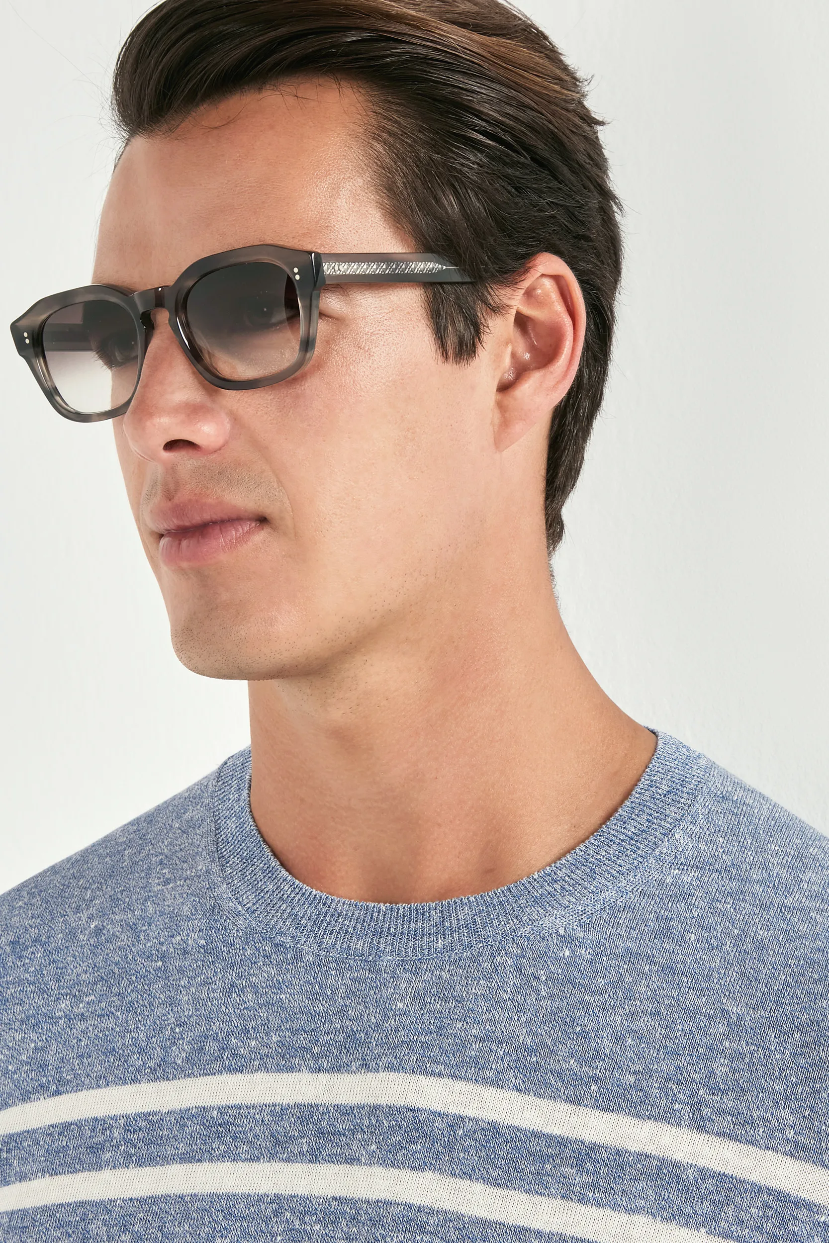 Dusty blue striped linen t-shirt - Made in Italy - Image 3