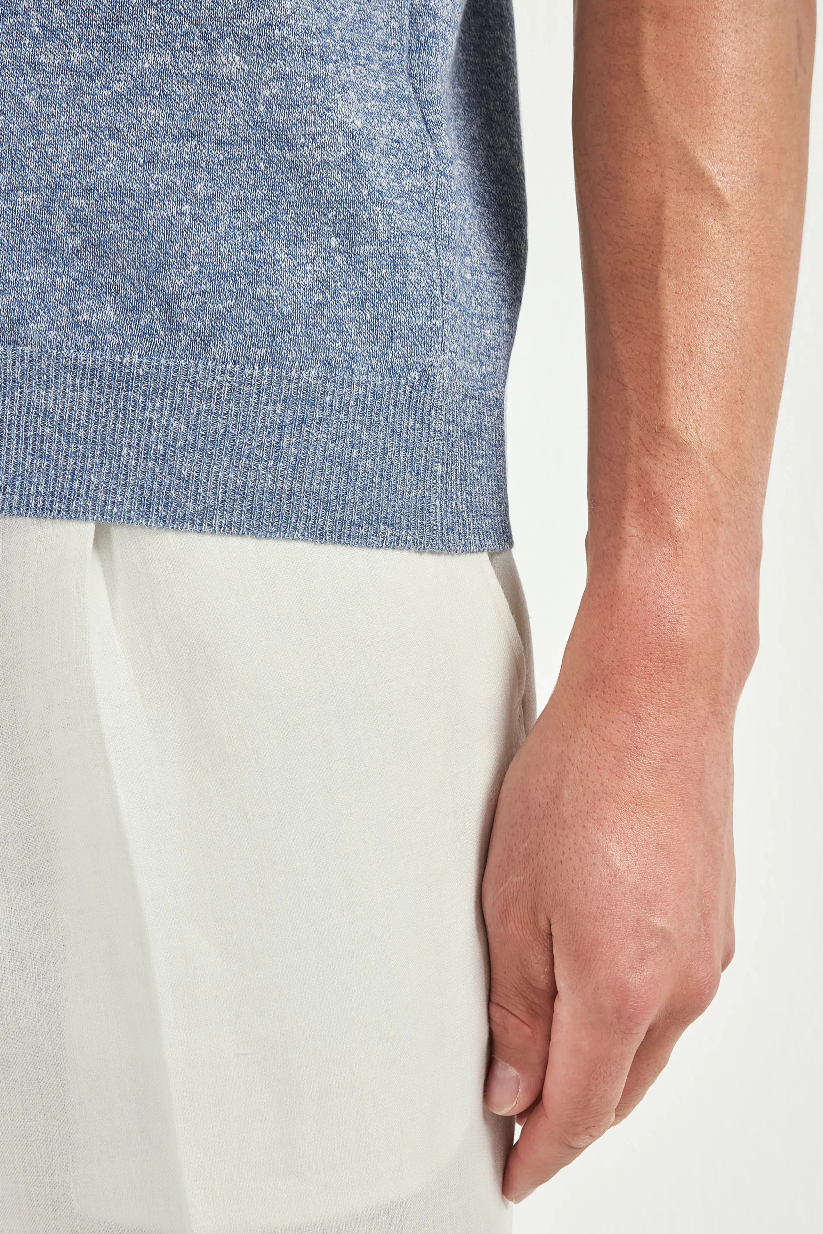 Dusty blue striped linen t-shirt - Made in Italy - Image 5