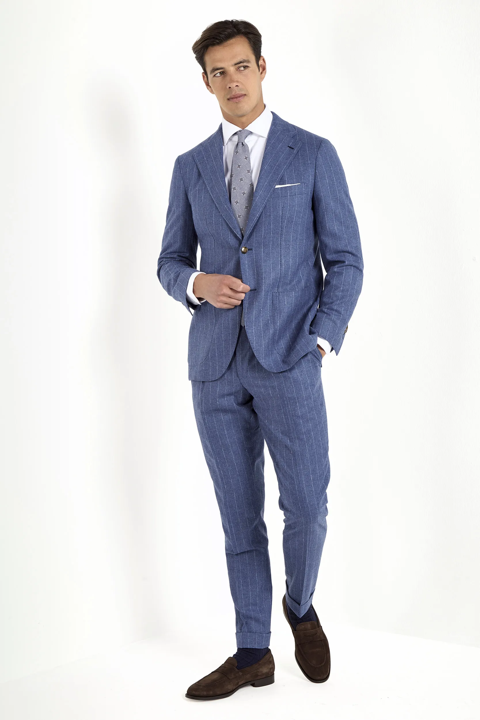 Dusty blue striped suit - Made in Italy - Image 4