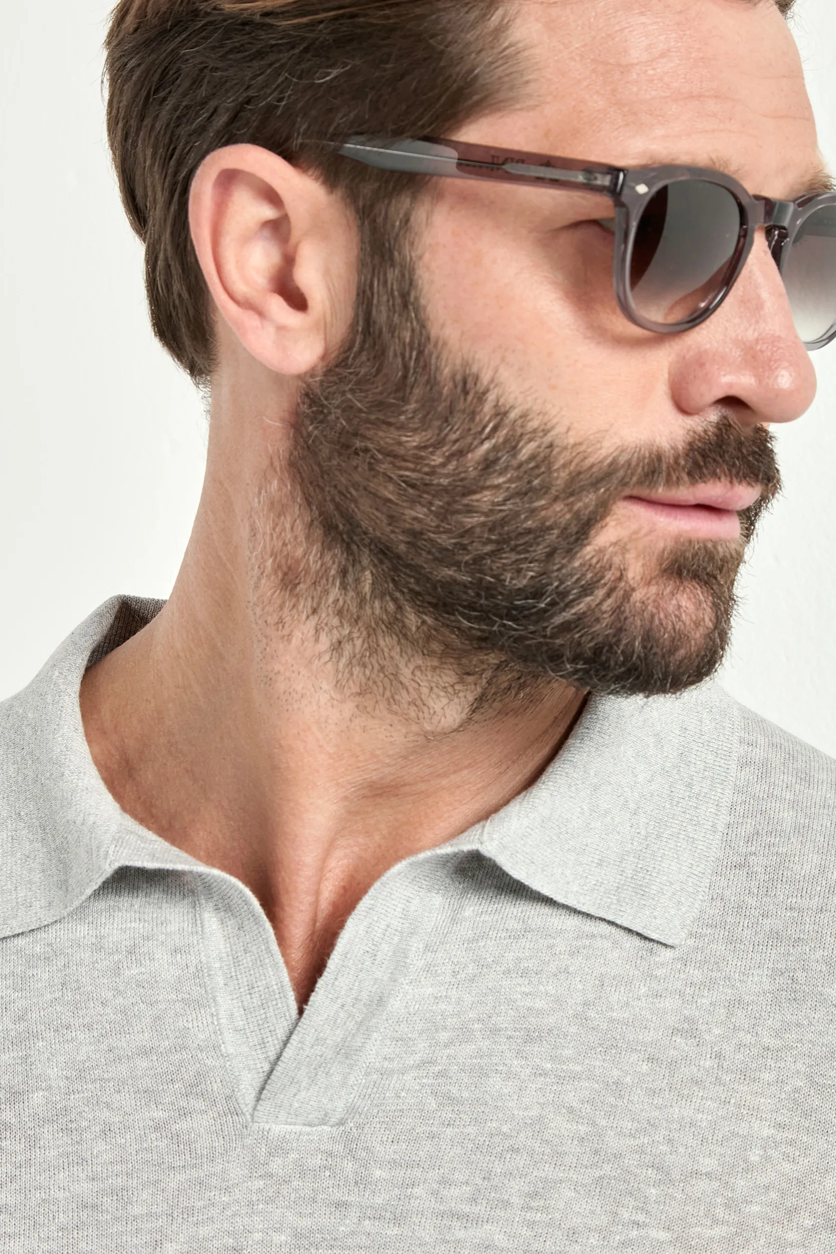 Light grey cotton and linen polo - Made in Italy - Image 2