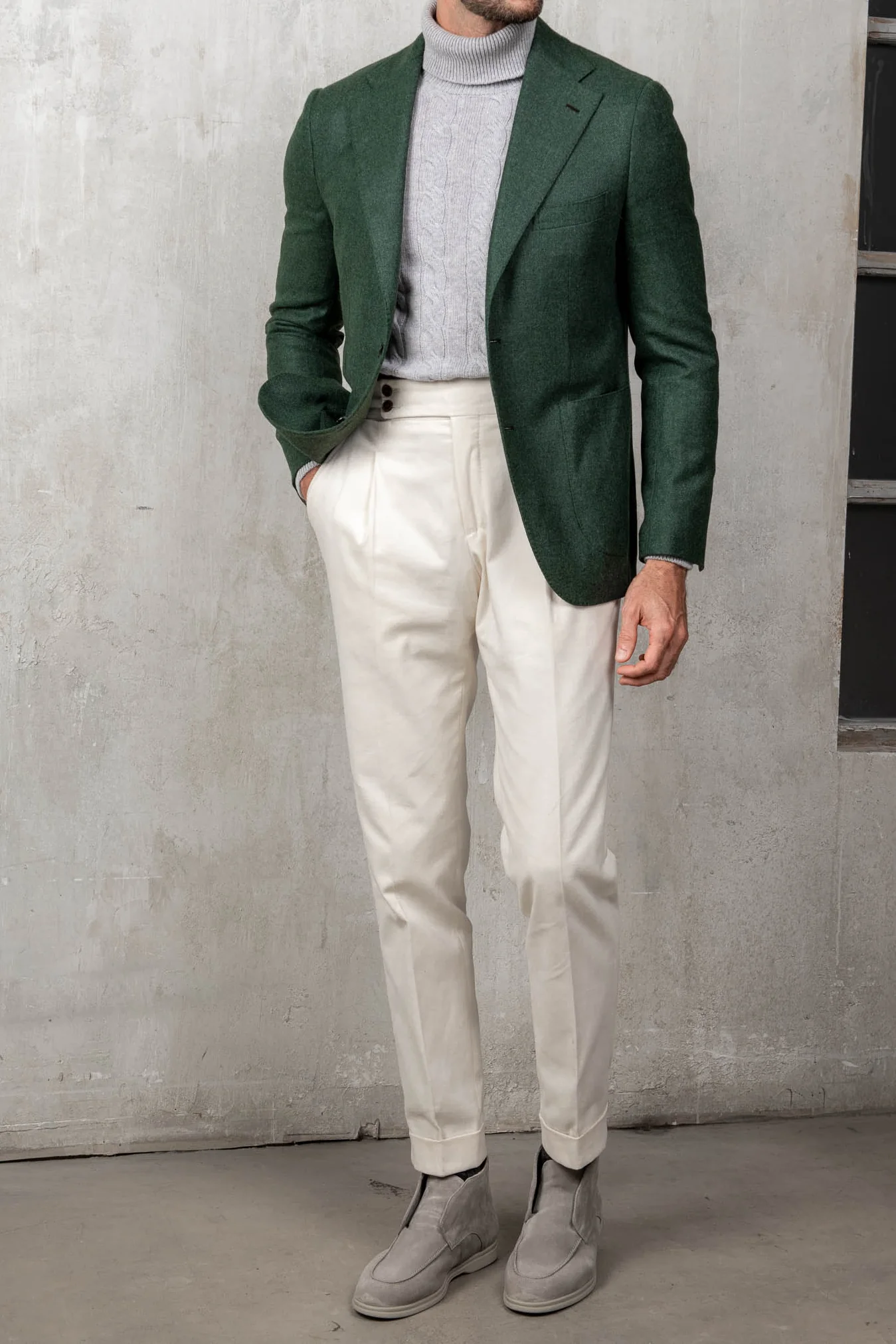 Green jacket in wool and cashmere - Made in Italy - Image 5