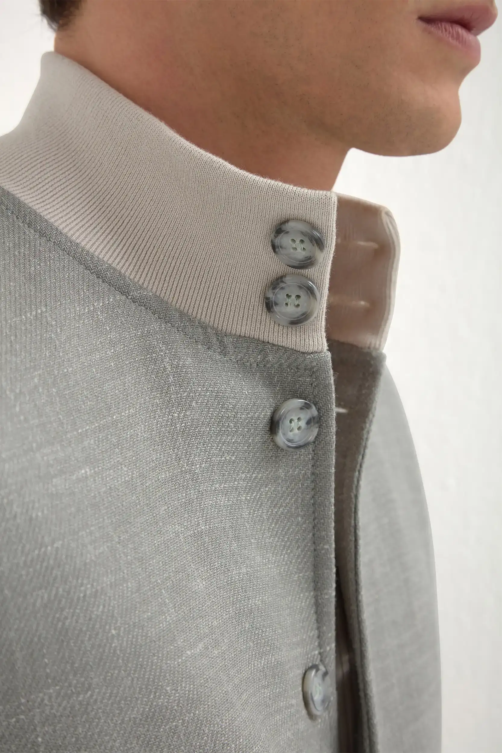 Sage wool silk and linen bomber - Made in Italy - Image 3