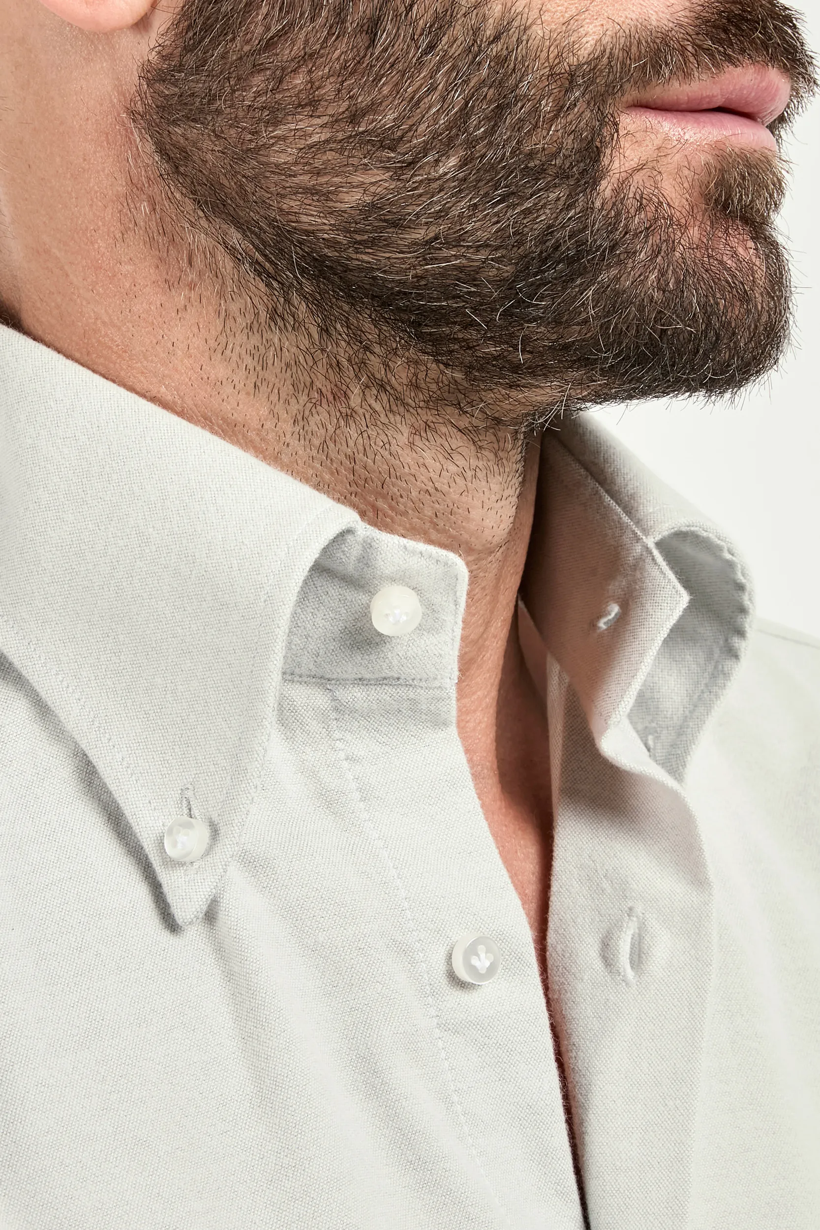 Grey brushed cotton button down shirt - Made In Italy - Image 2