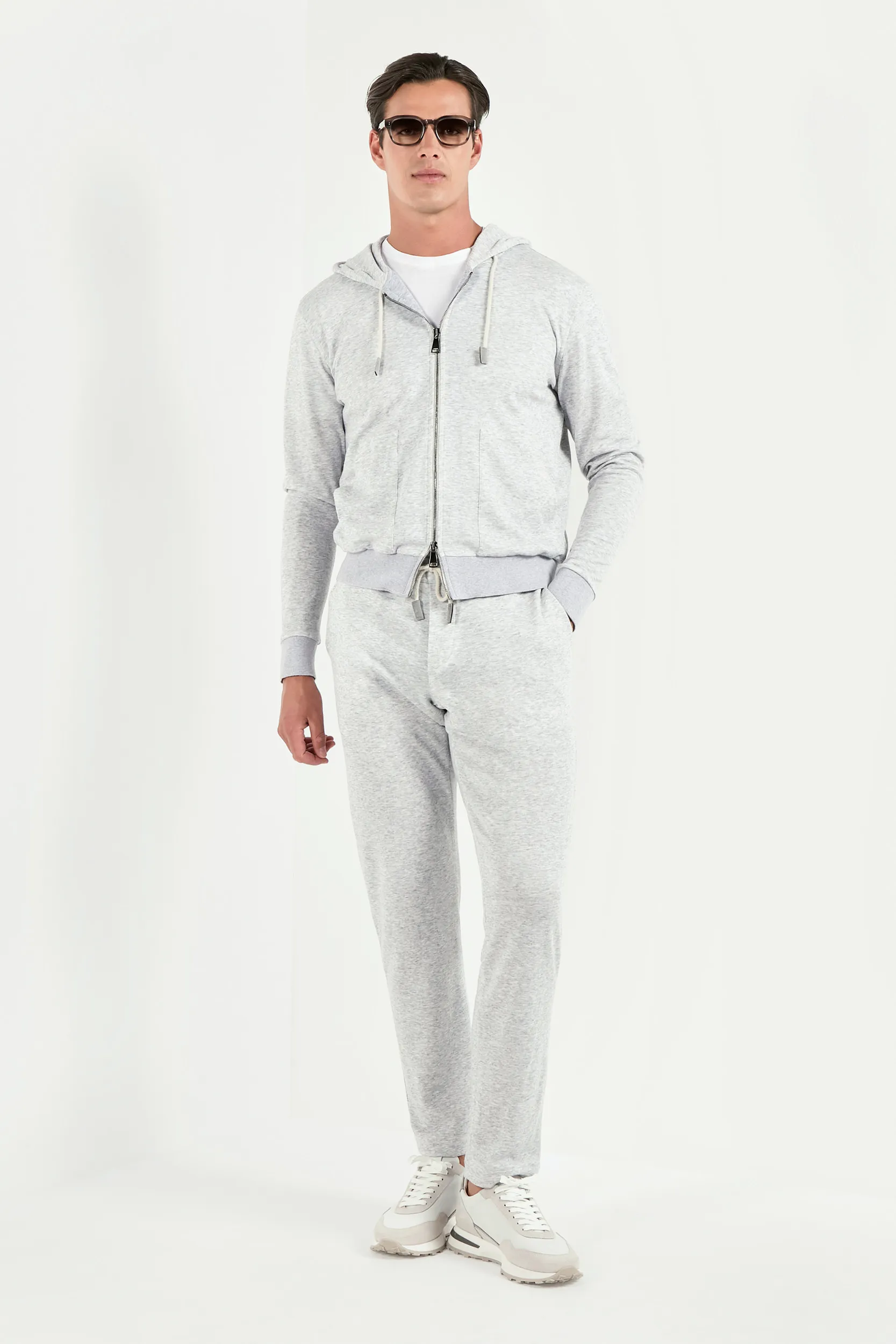 Light grey jersey zip hoodie - Made in Italy - Image 2