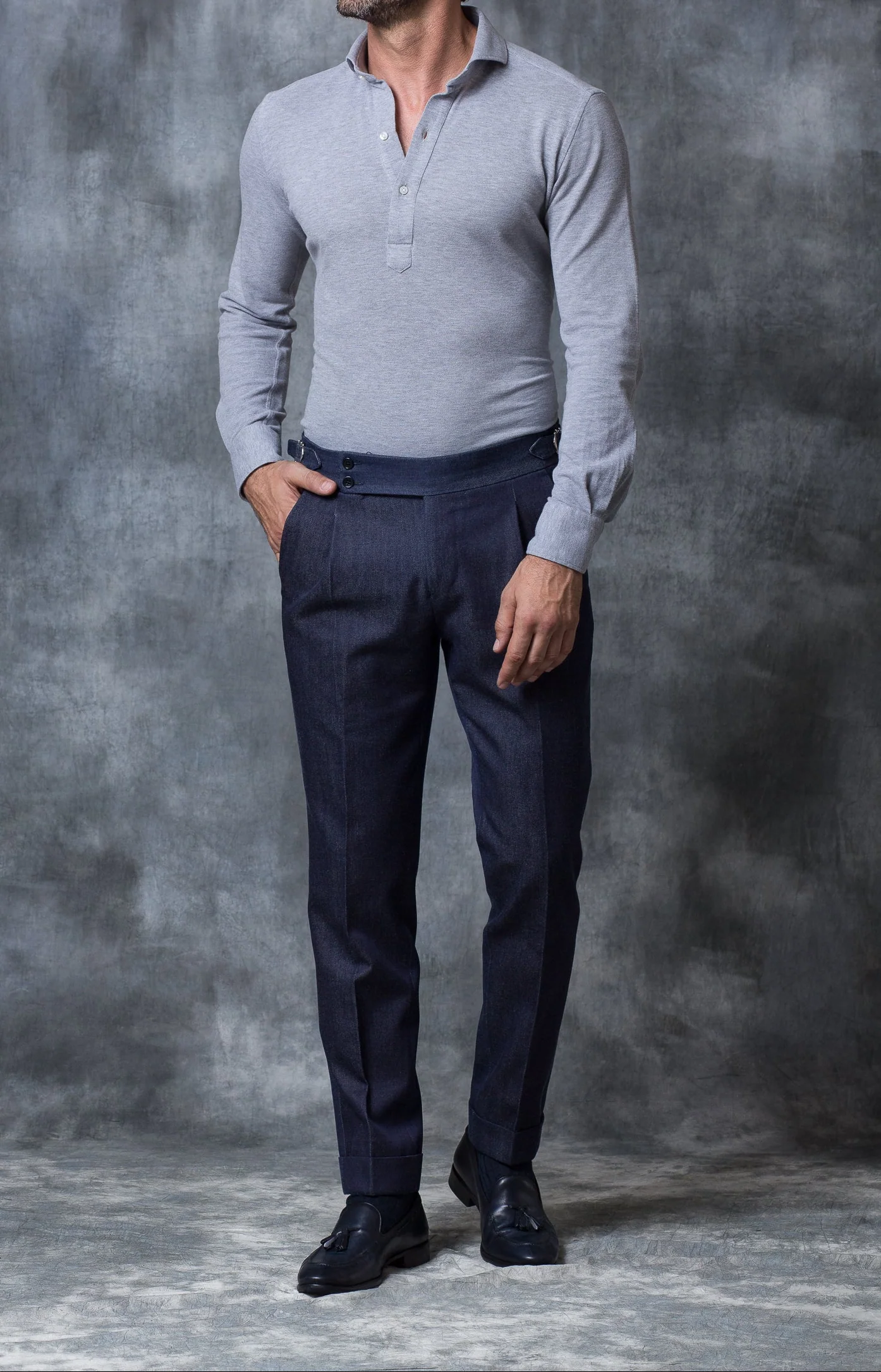 Grey popover polo shirt - Made in Italy - Image 6